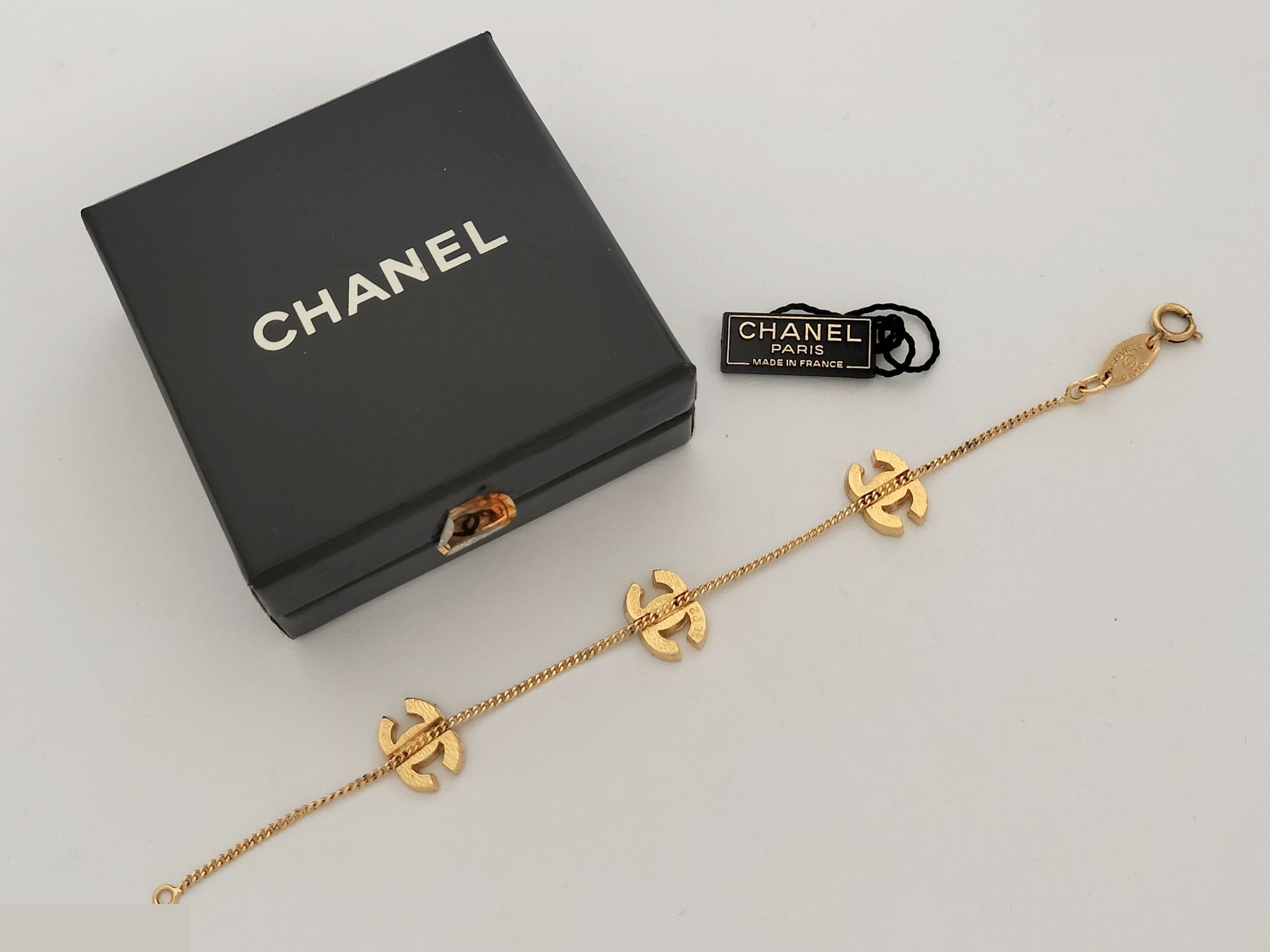Coco Rhinestone Triple Strand Gold Bracelet, Wrist Circumference Approx. 16cm — view 2