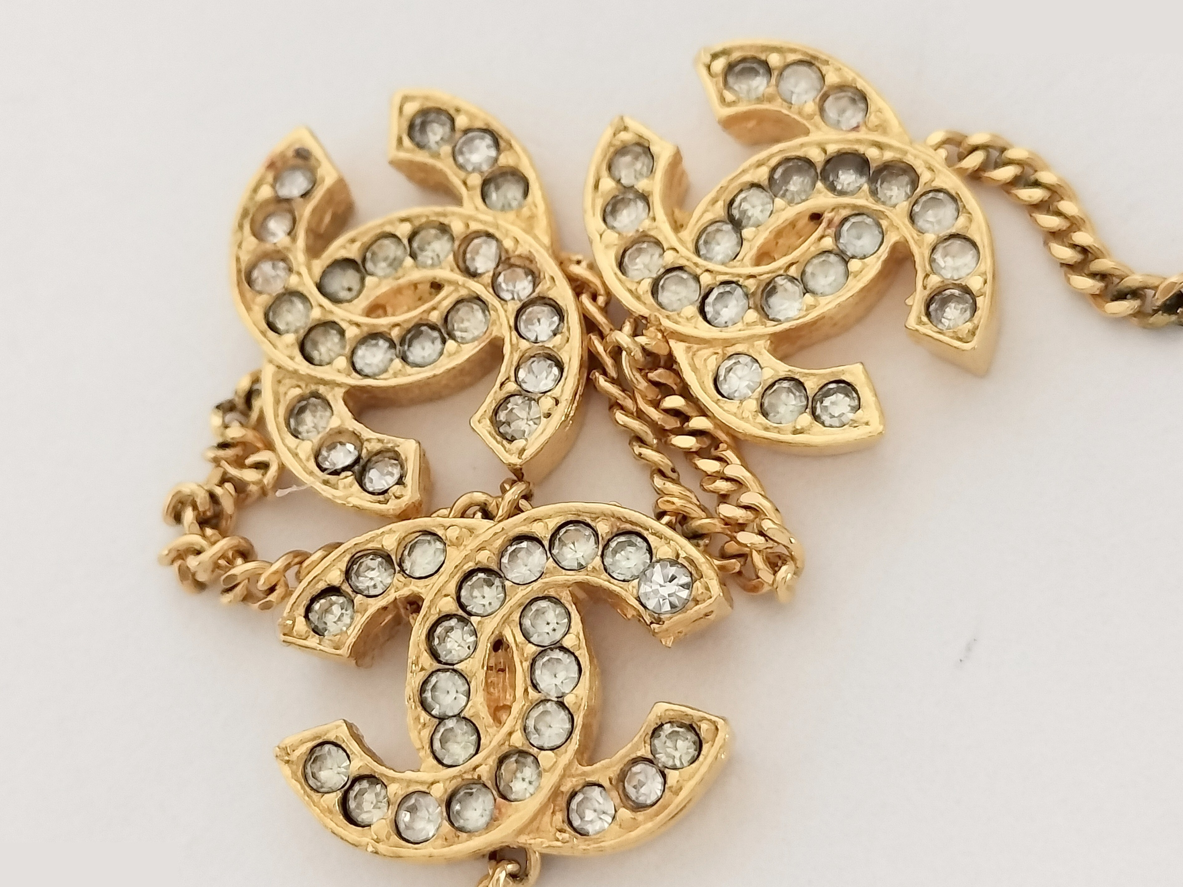 Coco Rhinestone Triple Strand Gold Bracelet, Wrist Circumference Approx. 16cm — view 6