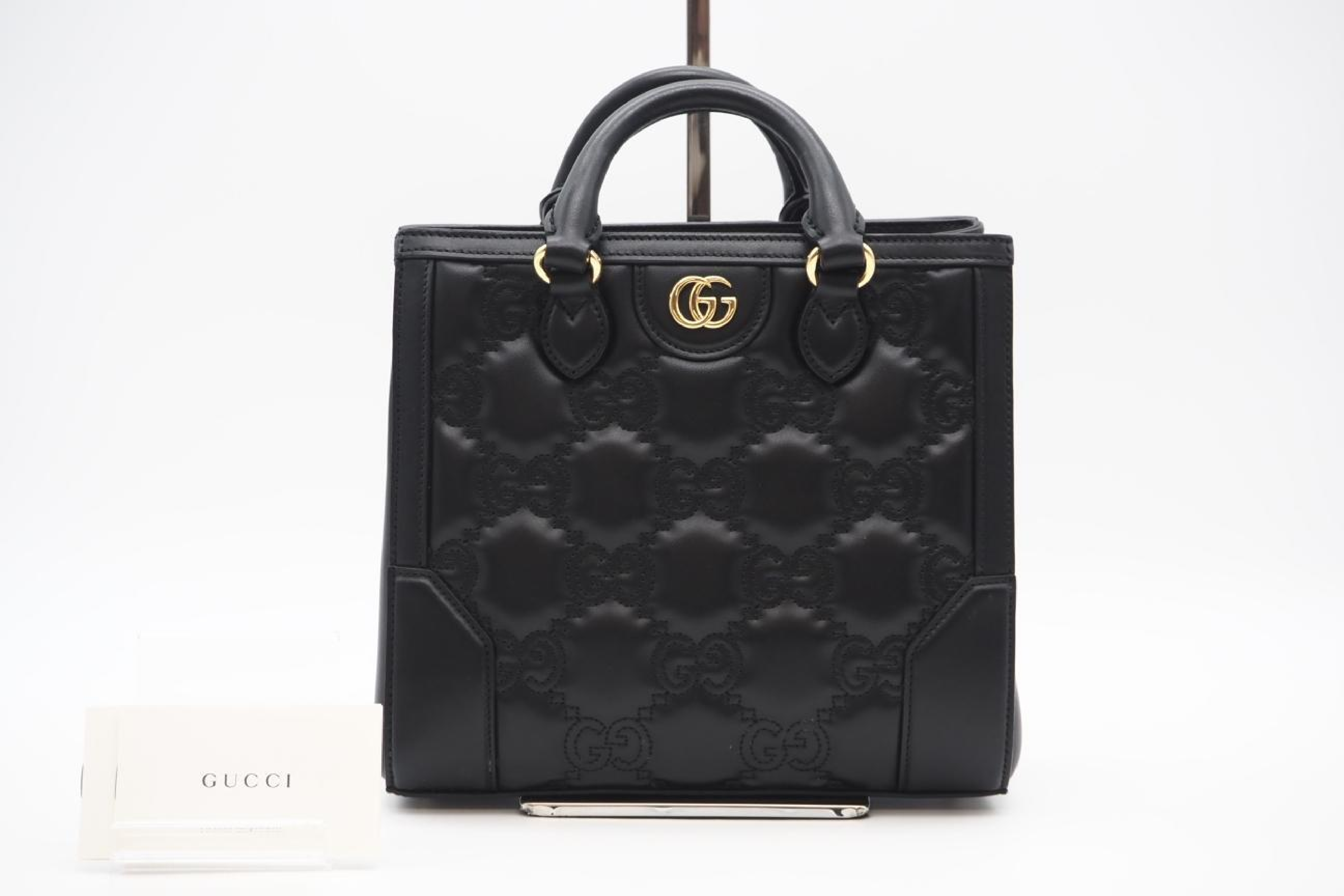 728309 GG Matelassé Leather Quilted Handbag Black Handbag