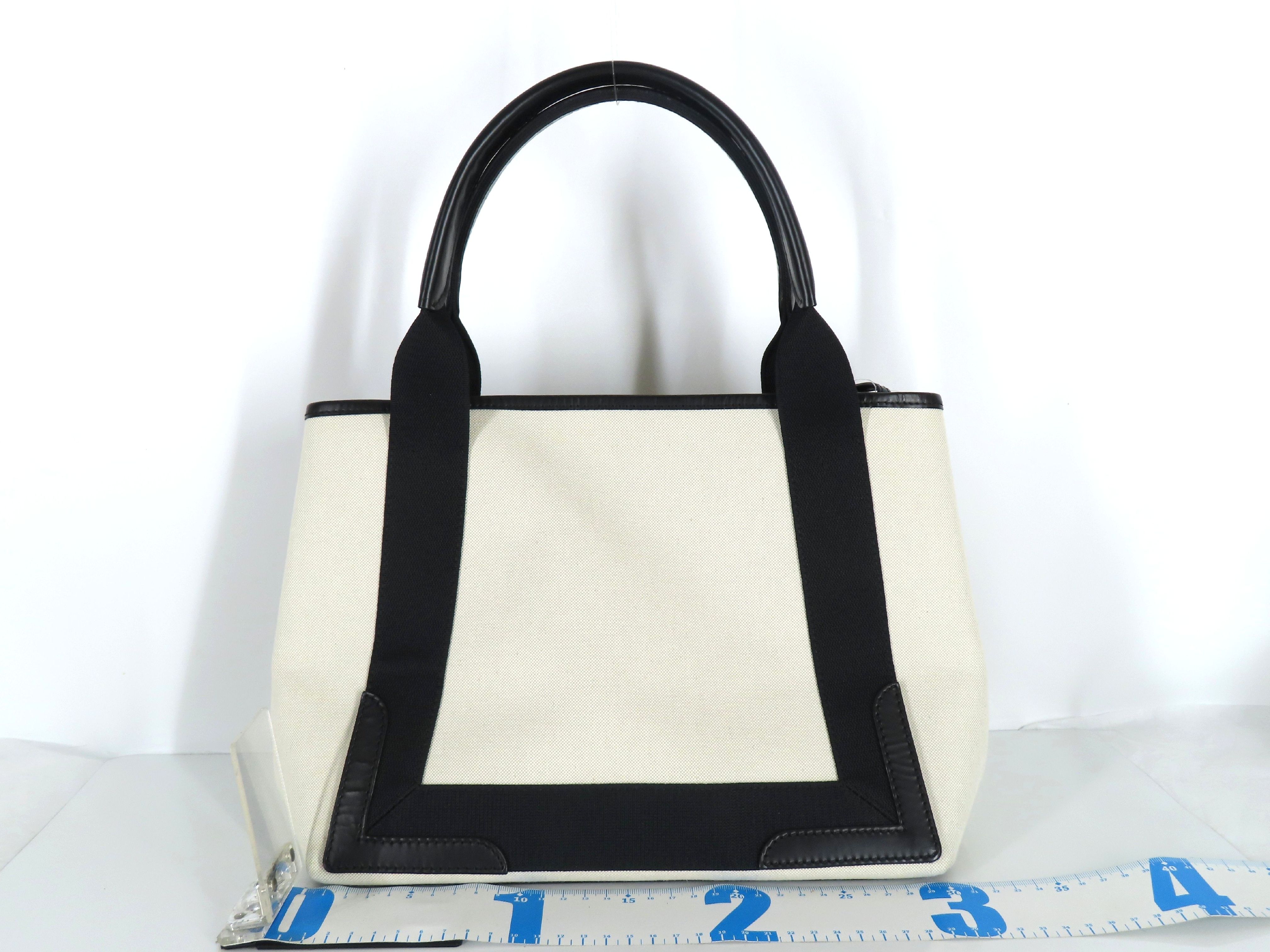 Navy Cabas Canvas x Leather Handbag Beige x Black 339933 Handbag — view 2