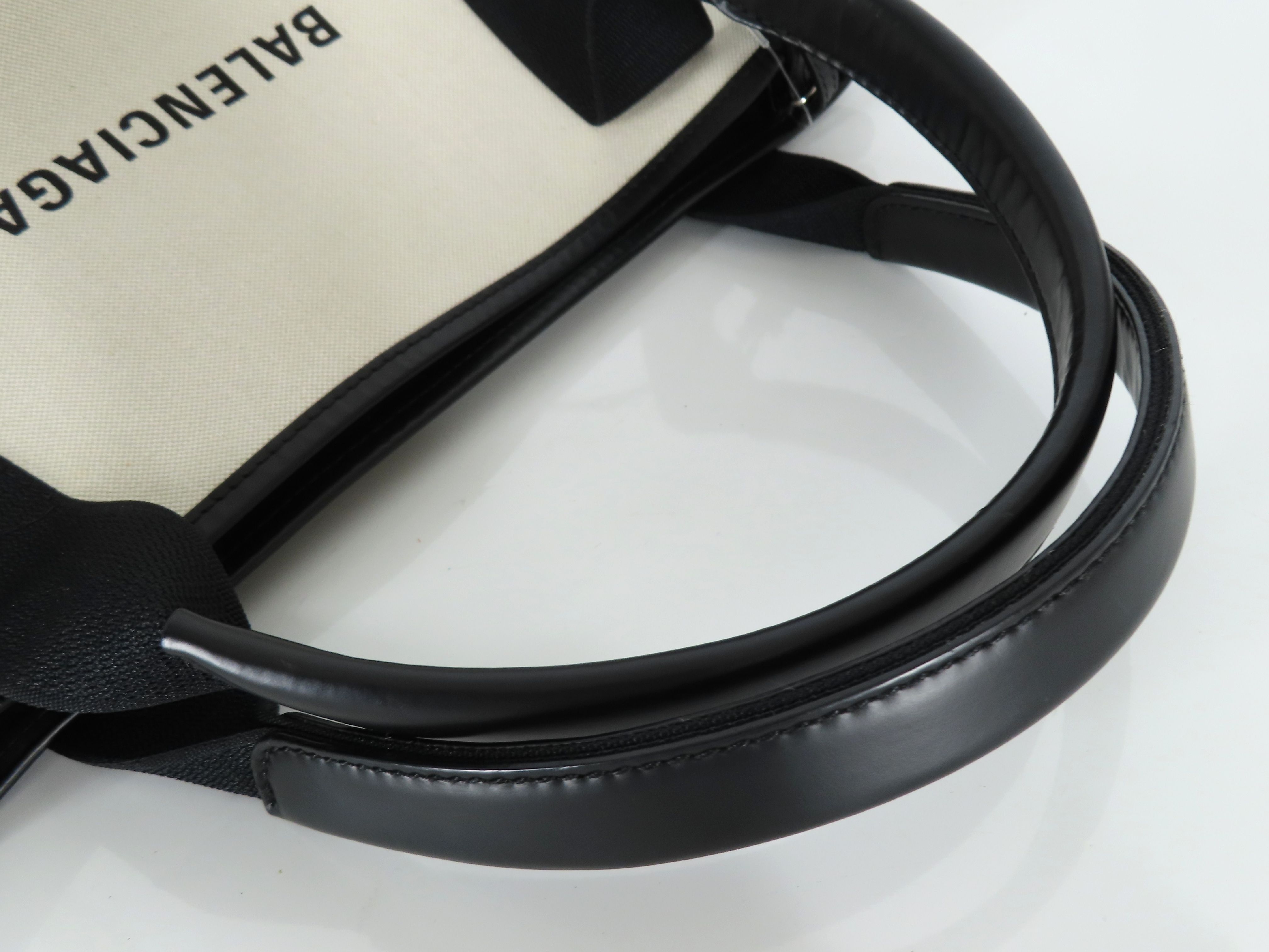 Navy Cabas Canvas x Leather Handbag Beige x Black 339933 Handbag — view 3