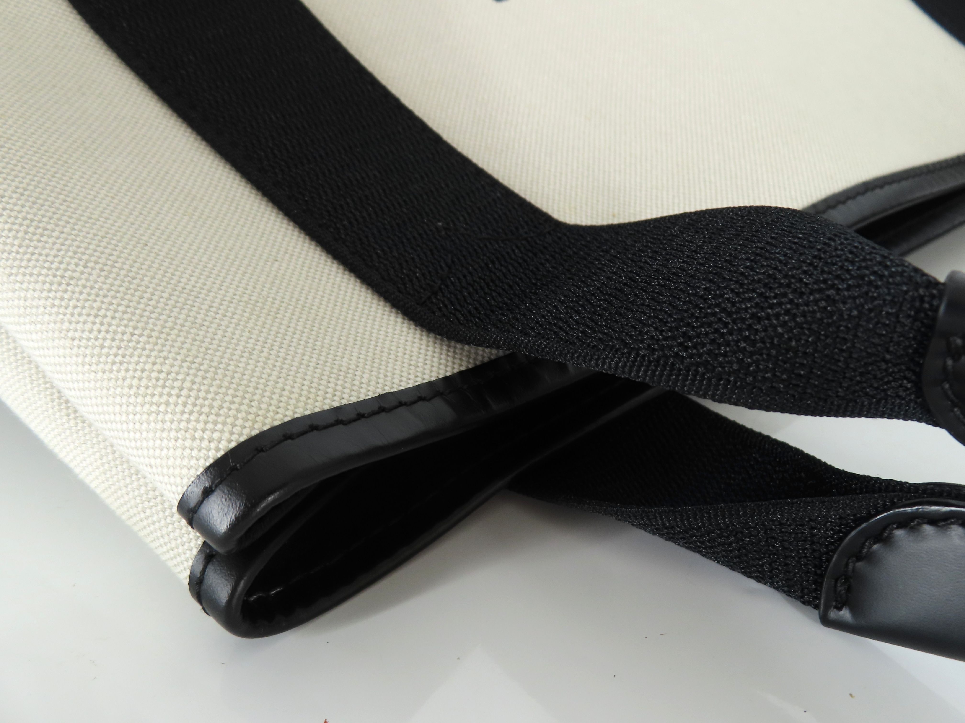 Navy Cabas Canvas x Leather Handbag Beige x Black 339933 Handbag — view 5