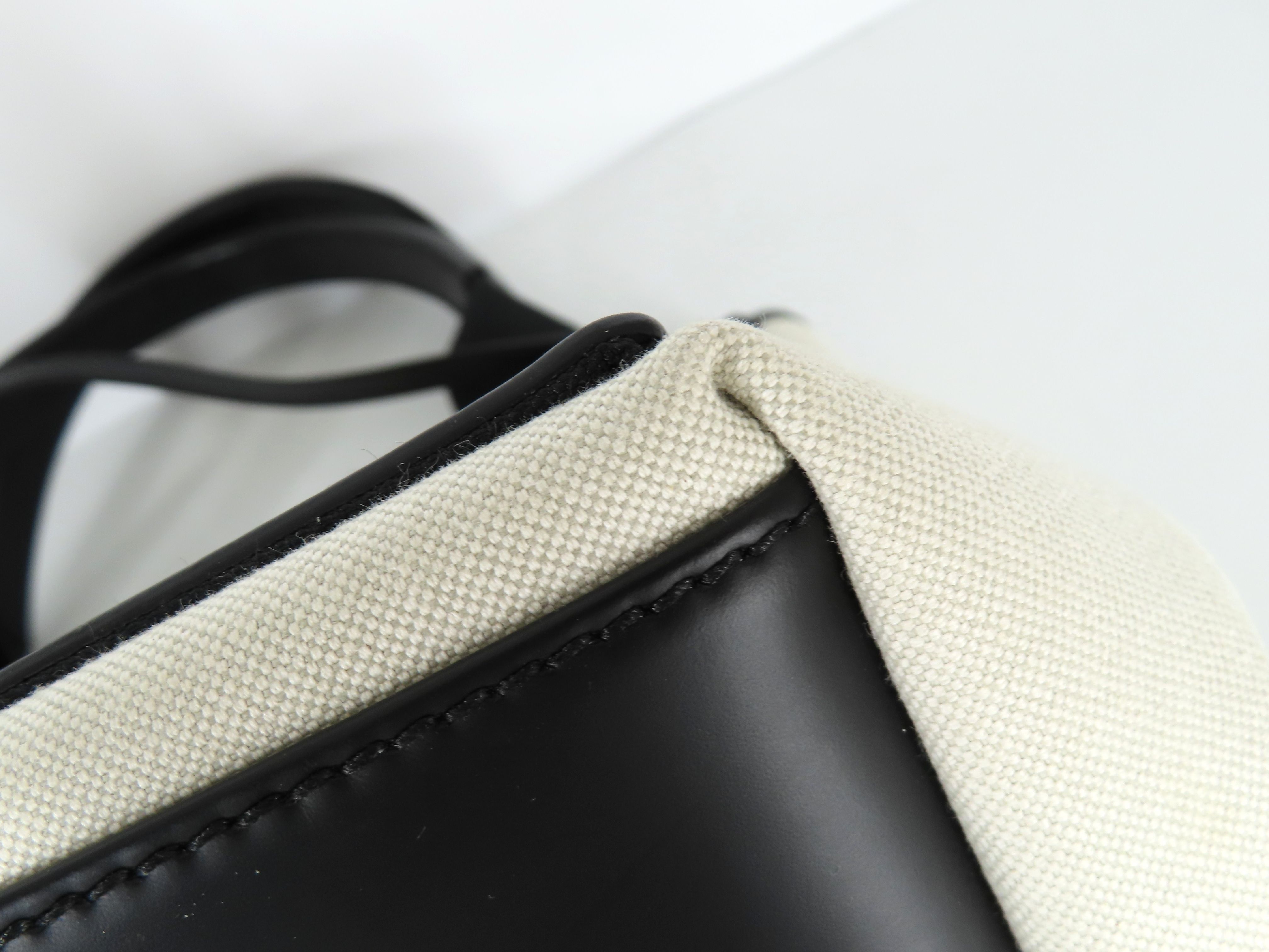 Navy Cabas Canvas x Leather Handbag Beige x Black 339933 Handbag — view 6