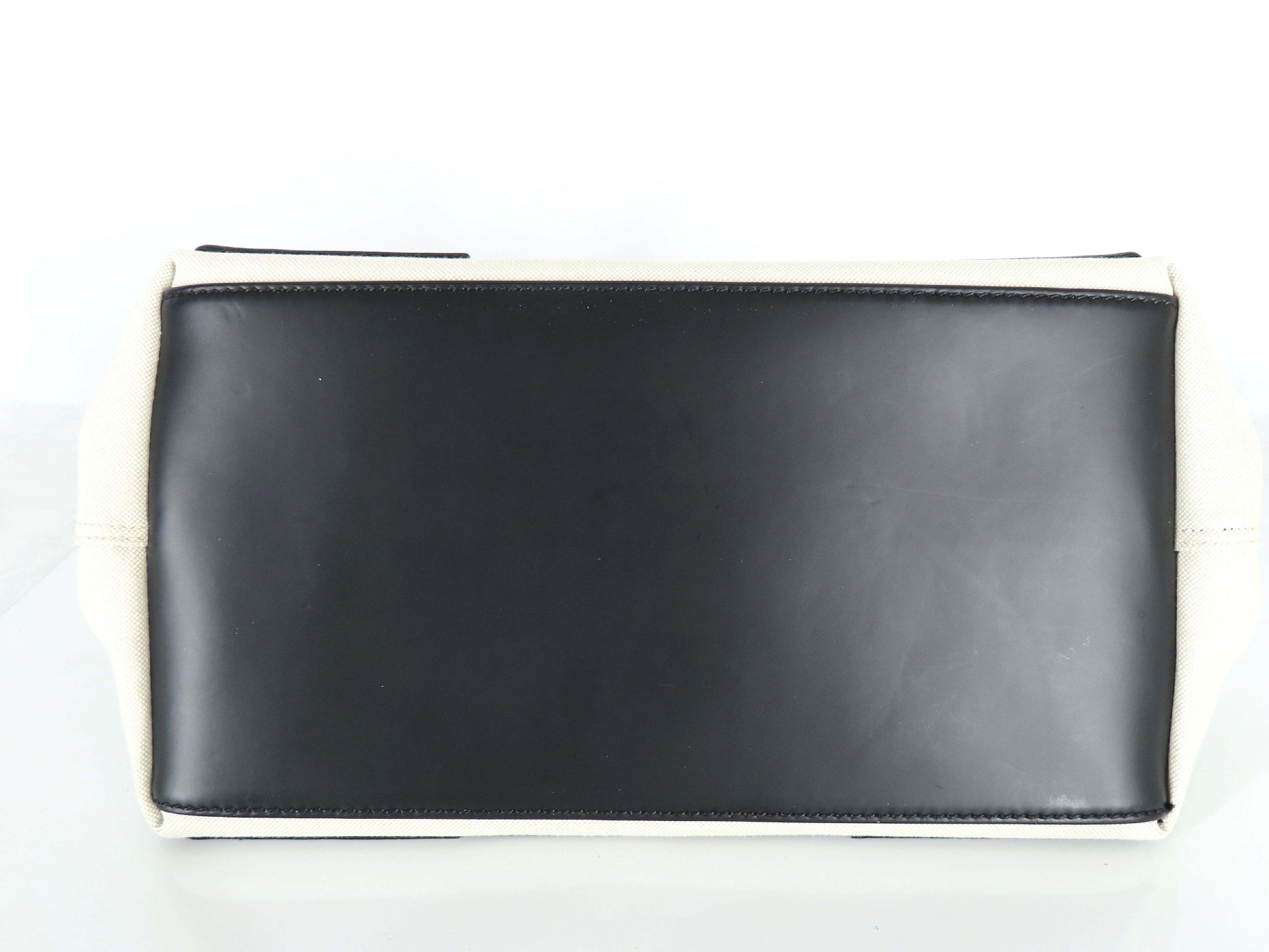 Navy Cabas Canvas x Leather Handbag Beige x Black 339933 Handbag — view 7