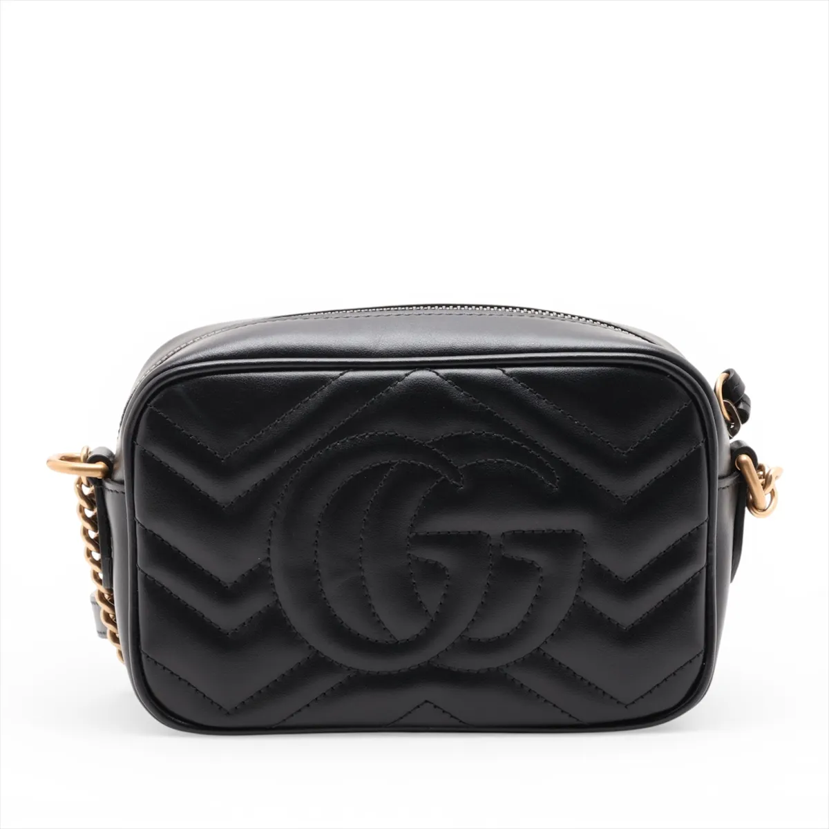 GG Marmont Leather Chain Shoulder Bag, Black, 448065 — view 2