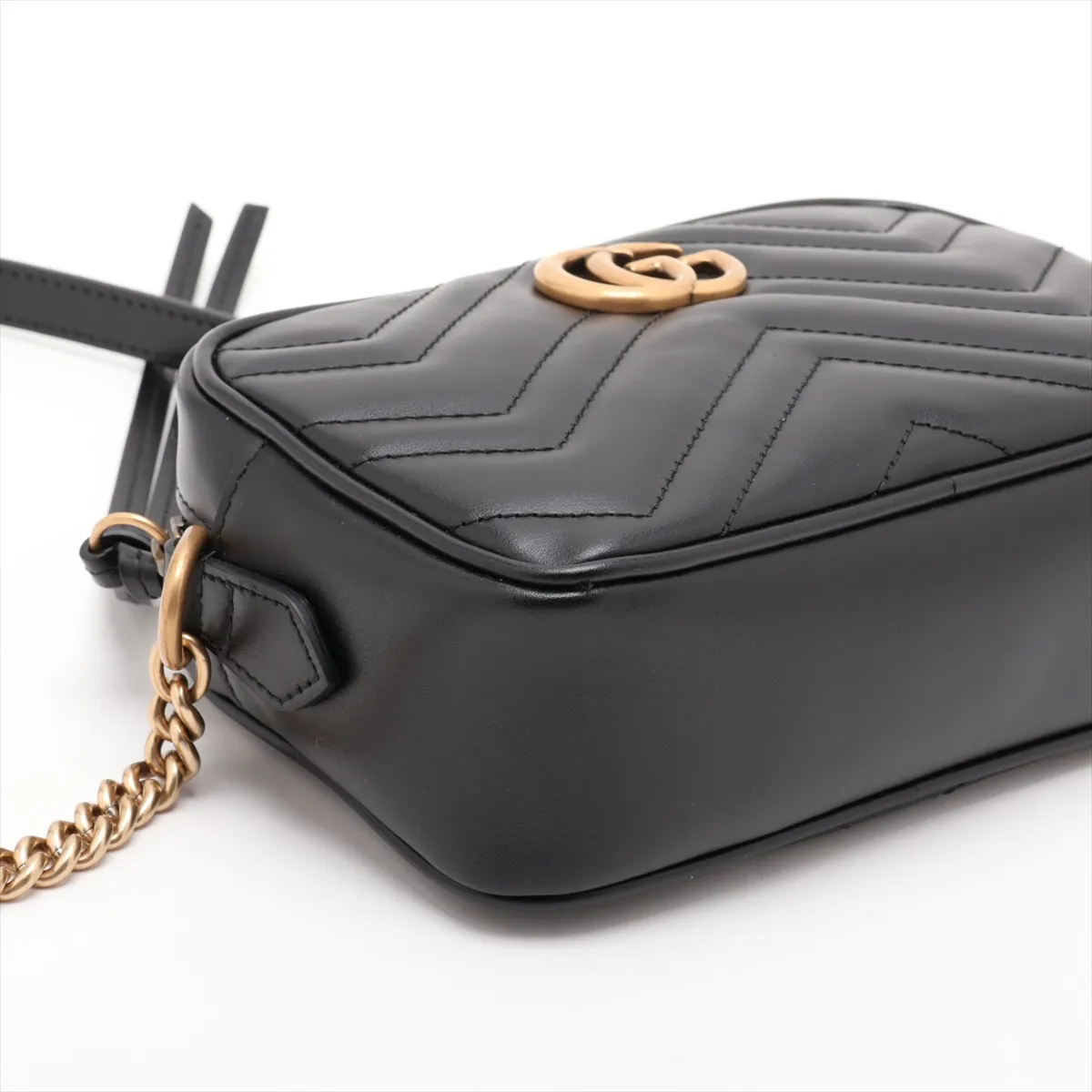 GG Marmont Leather Chain Shoulder Bag, Black, 448065 — view 4