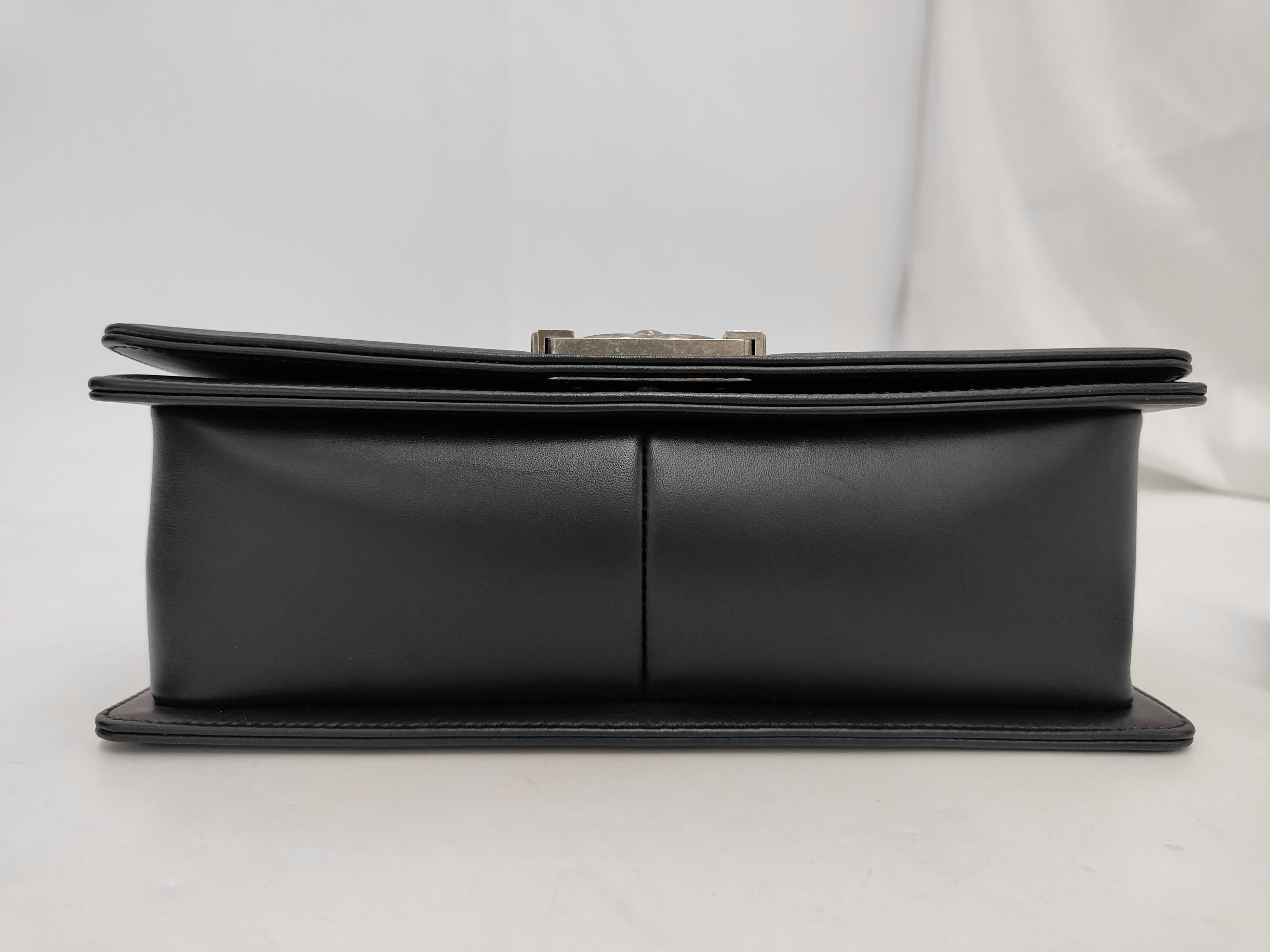 Boy Chanel Top Handle Chain Shoulder Bag, Lambskin, Black, Silver Hardware, Shoulder Bag — view 3