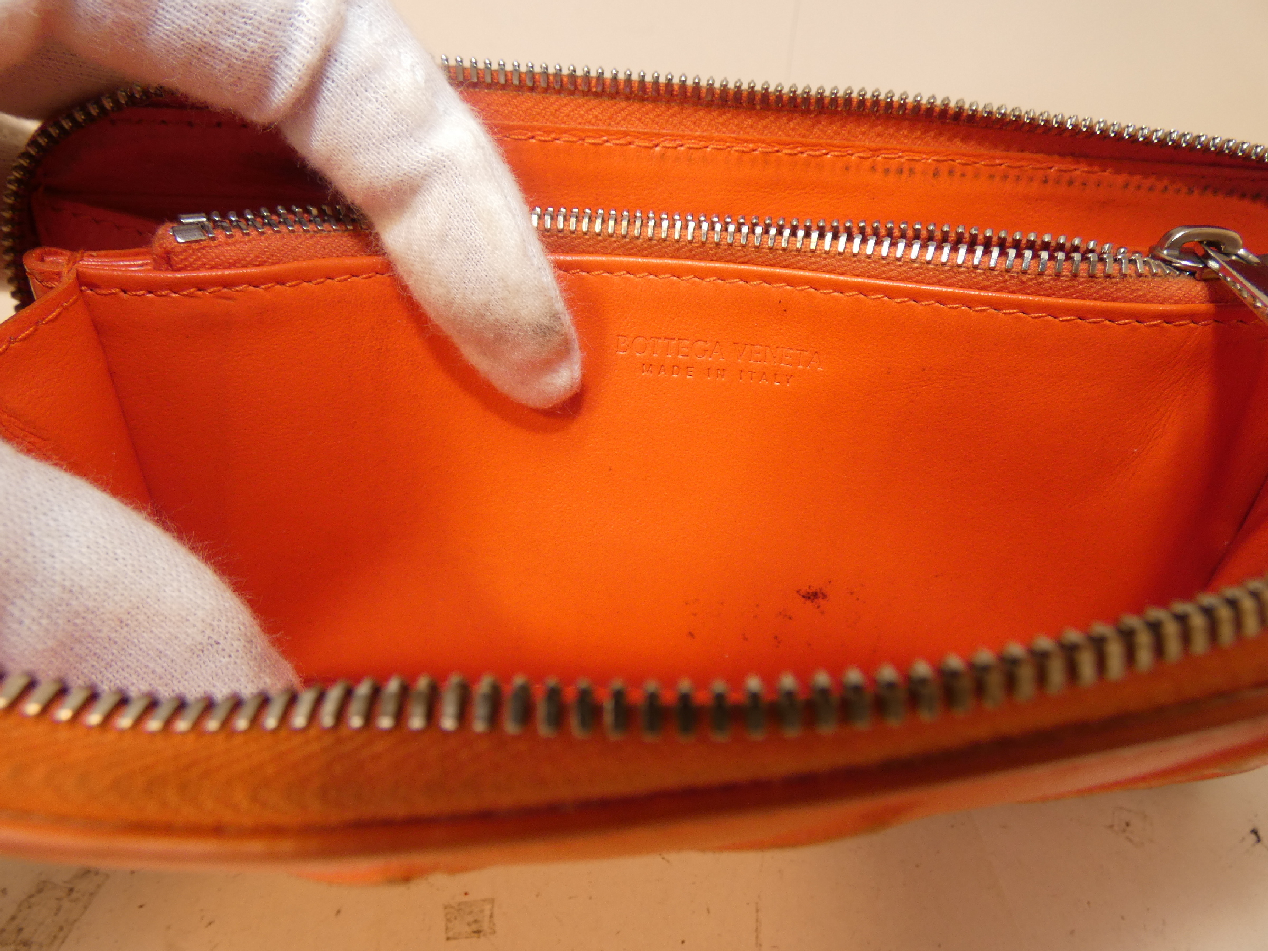 Leather Orange Round Zip Long Wallet — view 8