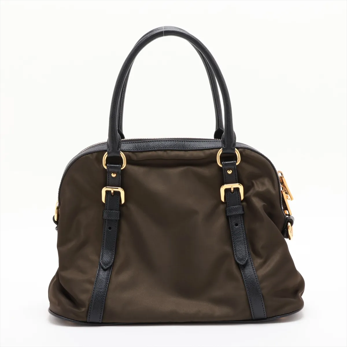 Tessuto 1BB013 Nylon x Leather 2-Way Handbag Khaki x Black — view 2