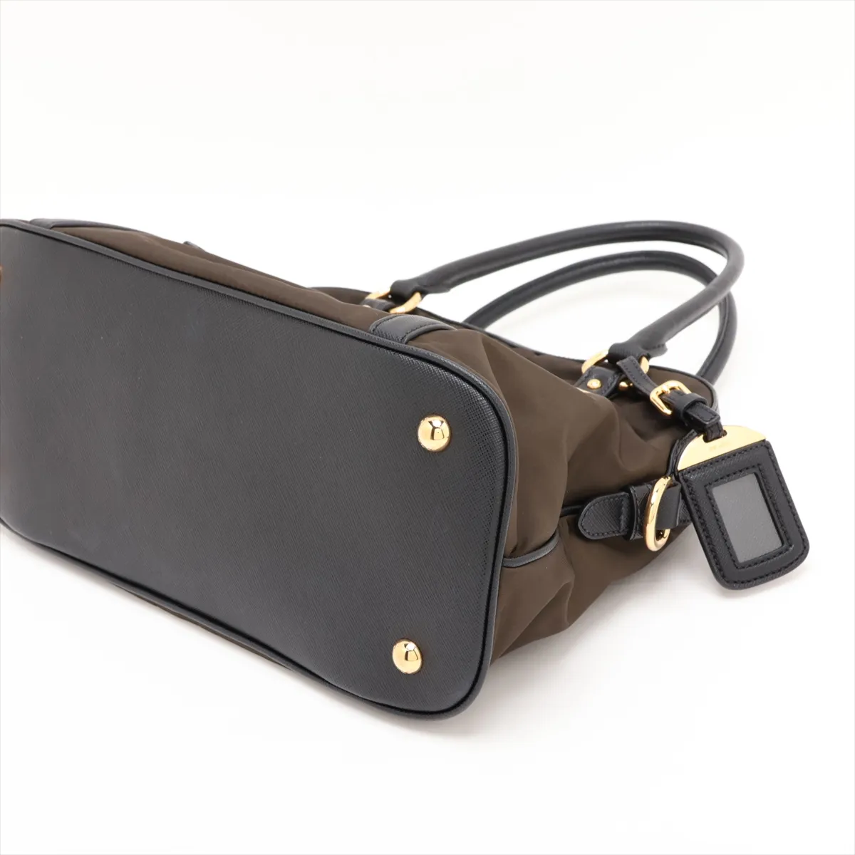 Tessuto 1BB013 Nylon x Leather 2-Way Handbag Khaki x Black — view 3