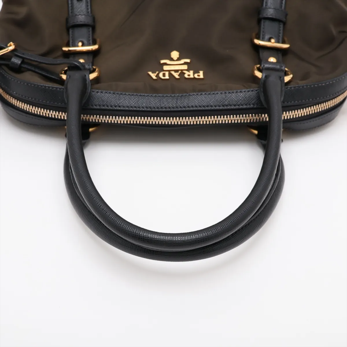 Tessuto 1BB013 Nylon x Leather 2-Way Handbag Khaki x Black — view 5
