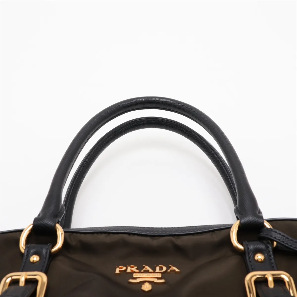 Tessuto 1BB013 Nylon x Leather 2-Way Handbag Khaki x Black — view 6