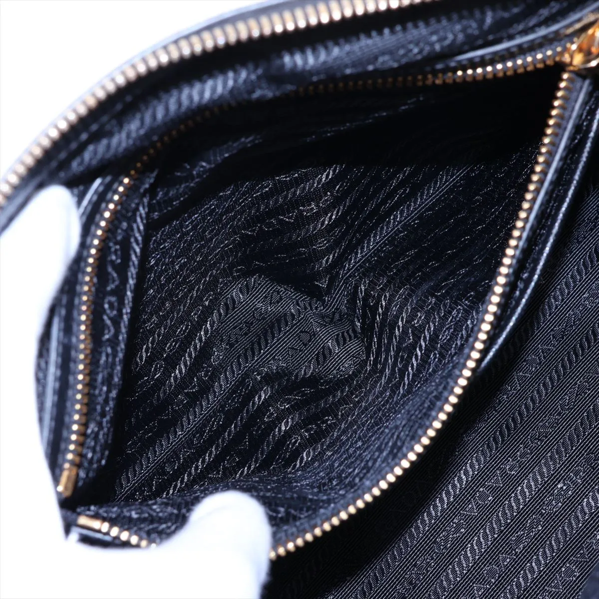 Tessuto 1BB013 Nylon x Leather 2-Way Handbag Khaki x Black — view 9