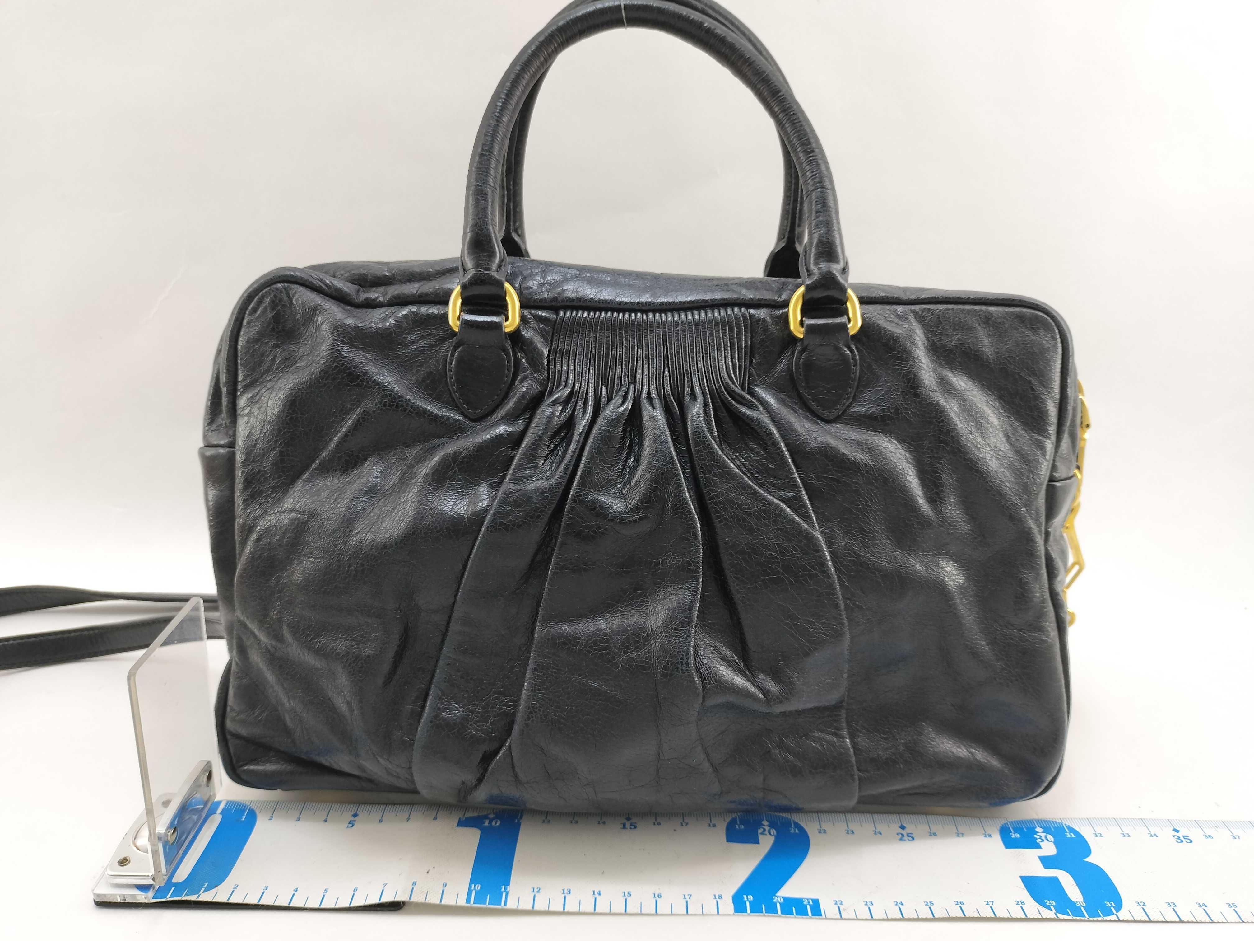 2-way Matelassé Black Shoulder Bag/Handbag — view 2