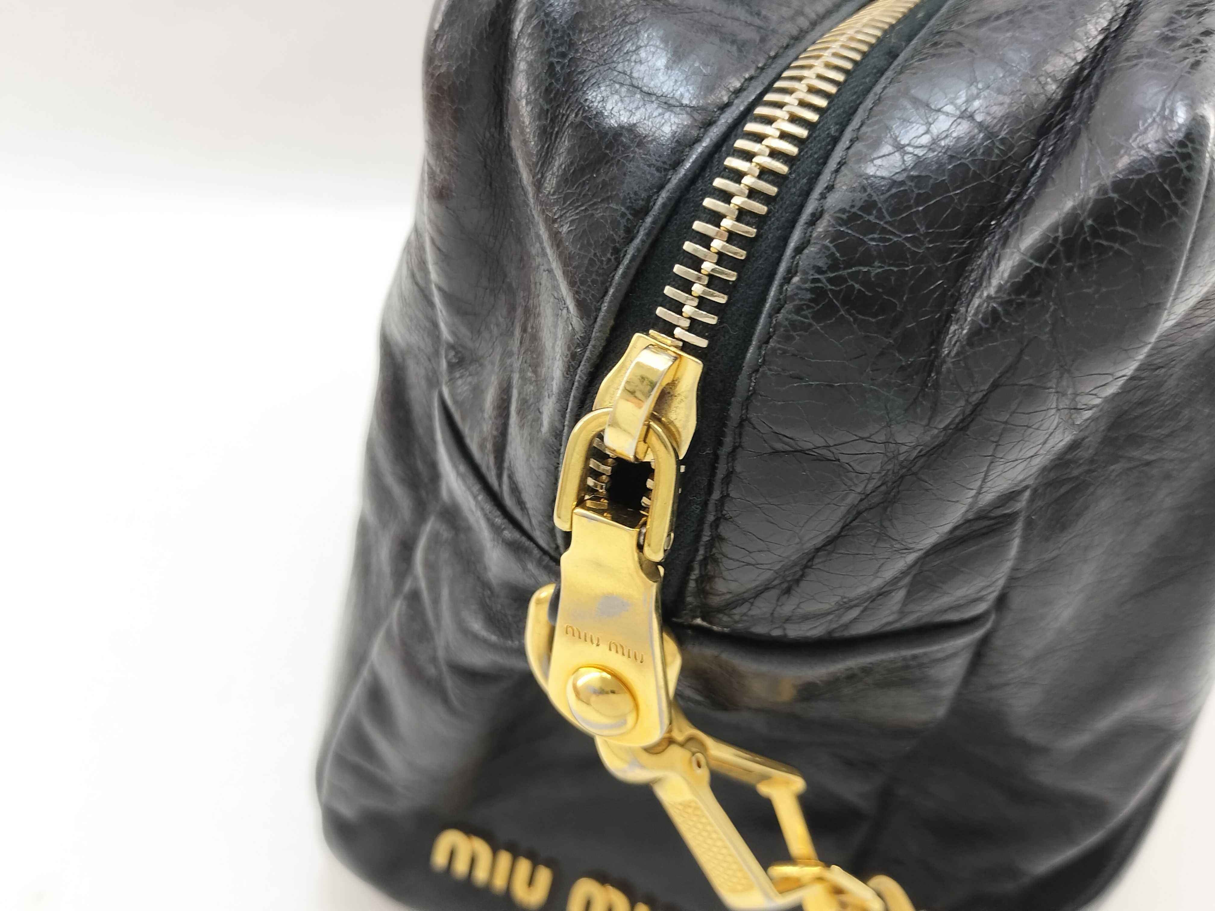 2-way Matelassé Black Shoulder Bag/Handbag — view 4
