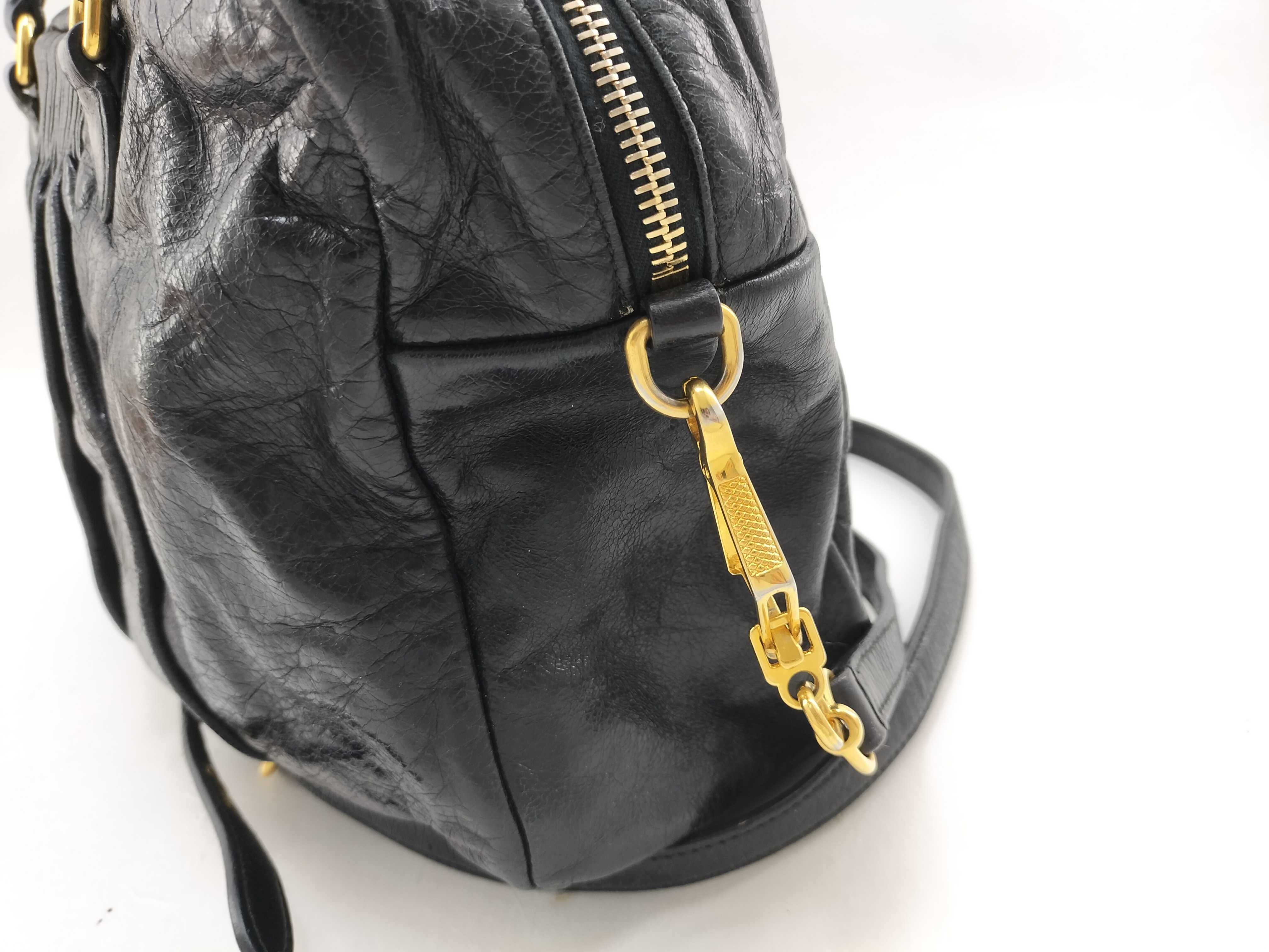 2-way Matelassé Black Shoulder Bag/Handbag — view 6