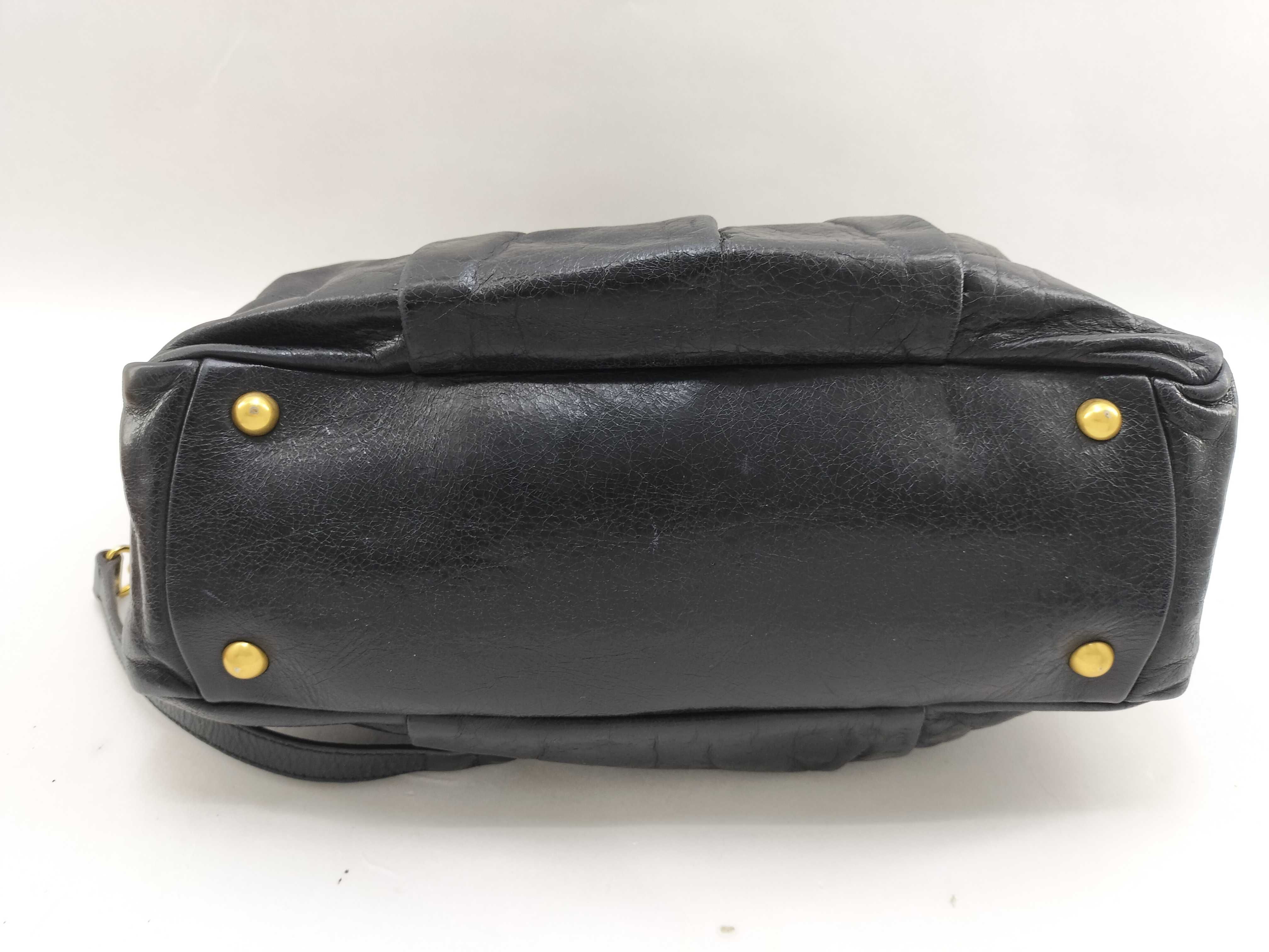 2-way Matelassé Black Shoulder Bag/Handbag — view 8