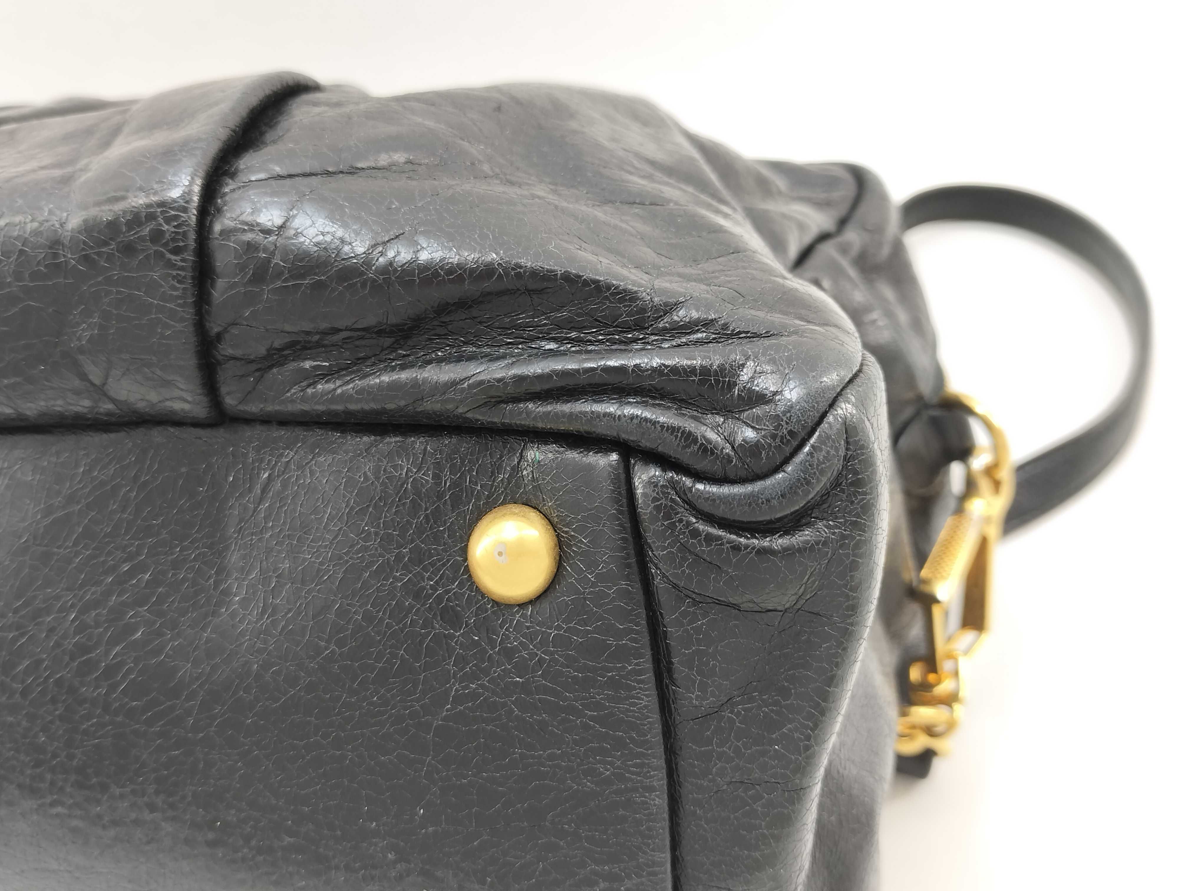 2-way Matelassé Black Shoulder Bag/Handbag — view 10