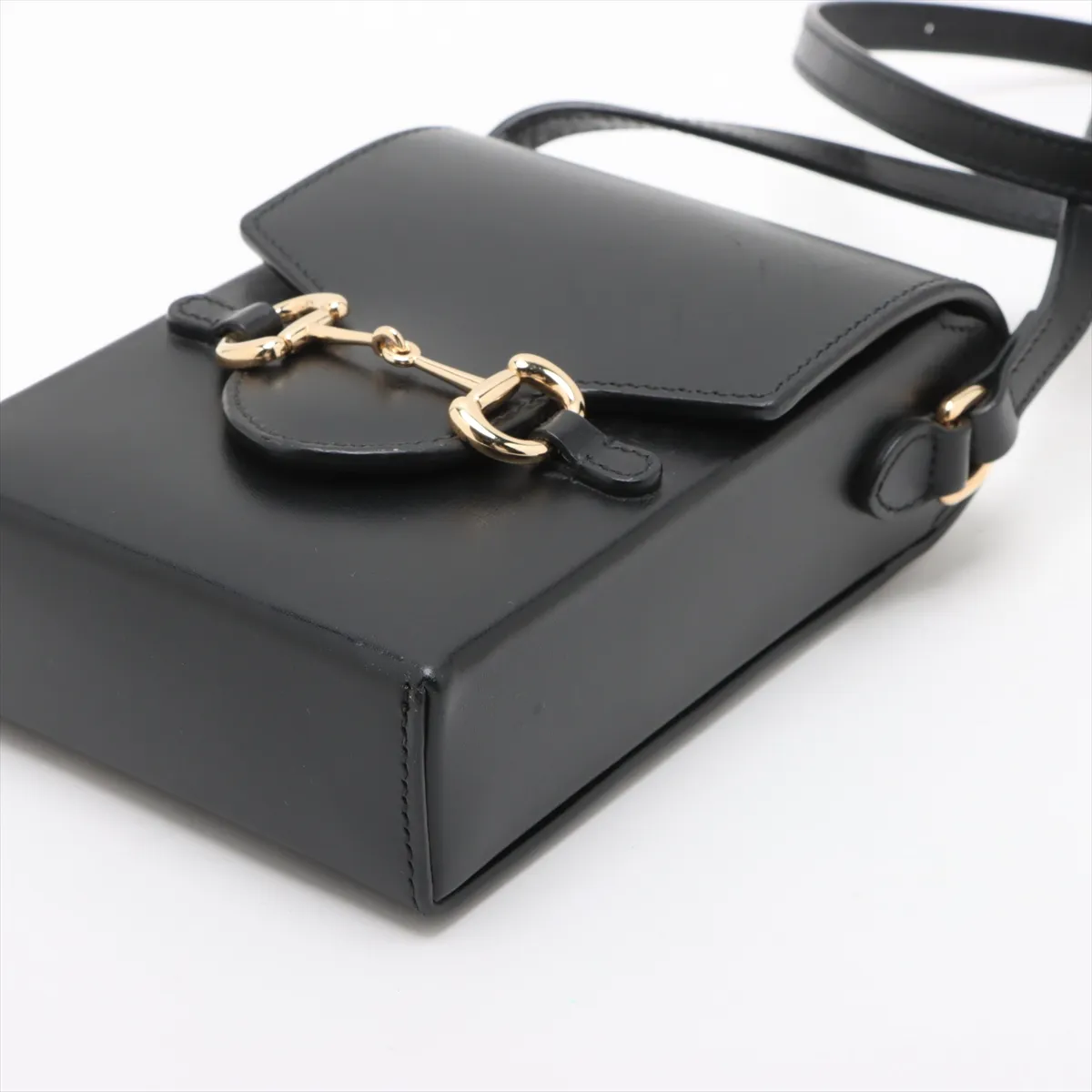 Horsebit 1955 Leather Shoulder Bag, Black, 625615 — view 3