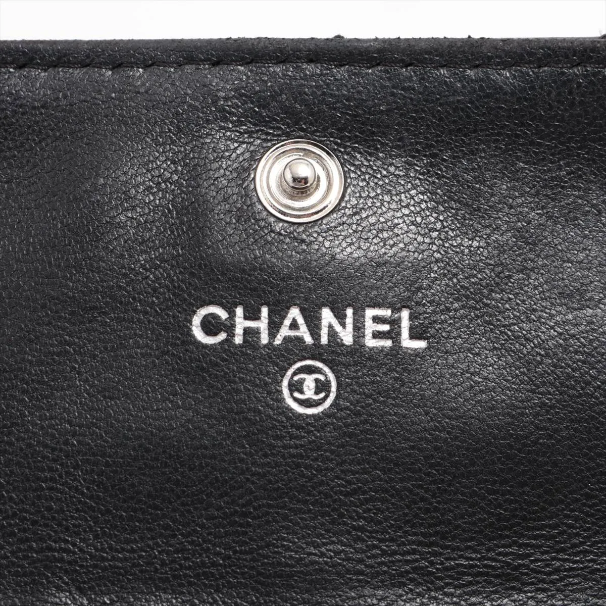 Matelasse Lambskin Long Wallet Black Silver Hardware — view 9