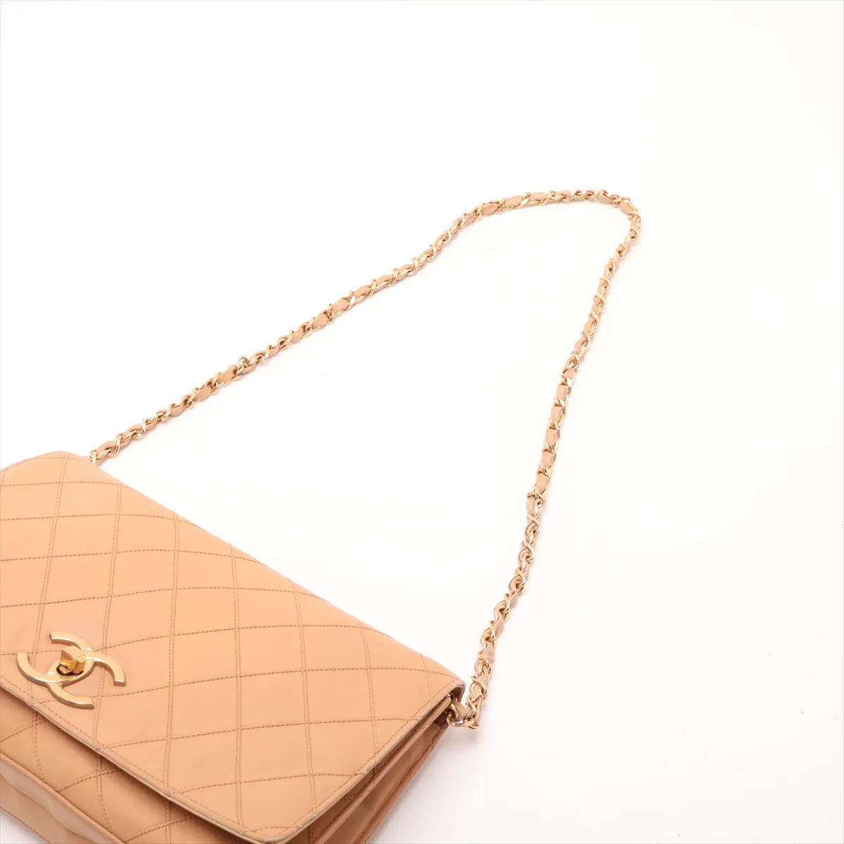 Bicolore Lambskin Chain Shoulder Bag, Beige with Gold Hardware, 0641521 (Serial Number 0) — view 5