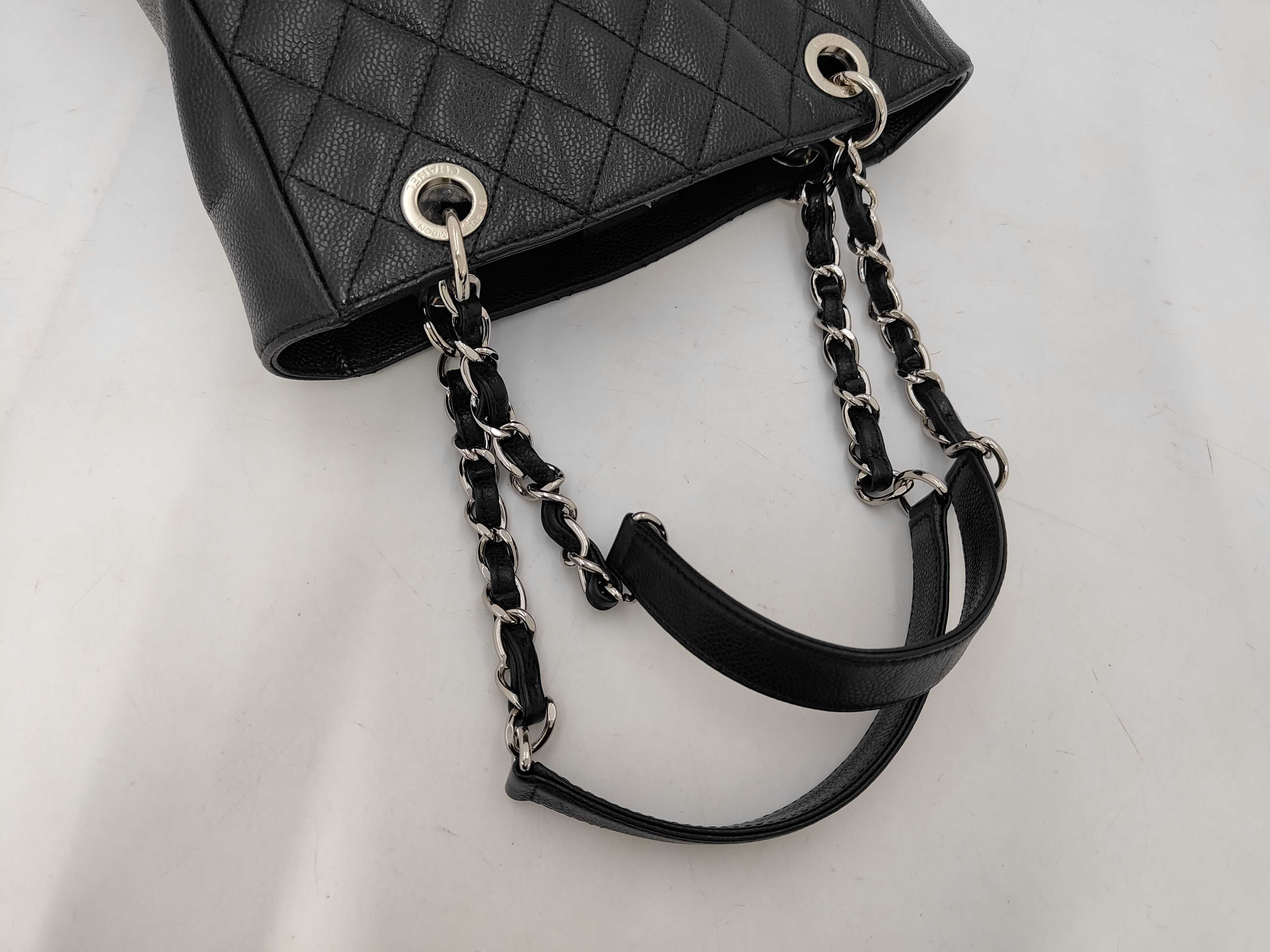 Matelassé PST Tote Bag, Caviar Leather, Black, Silver Hardware, 15512906, Seal, 23x23x8cm — view 3