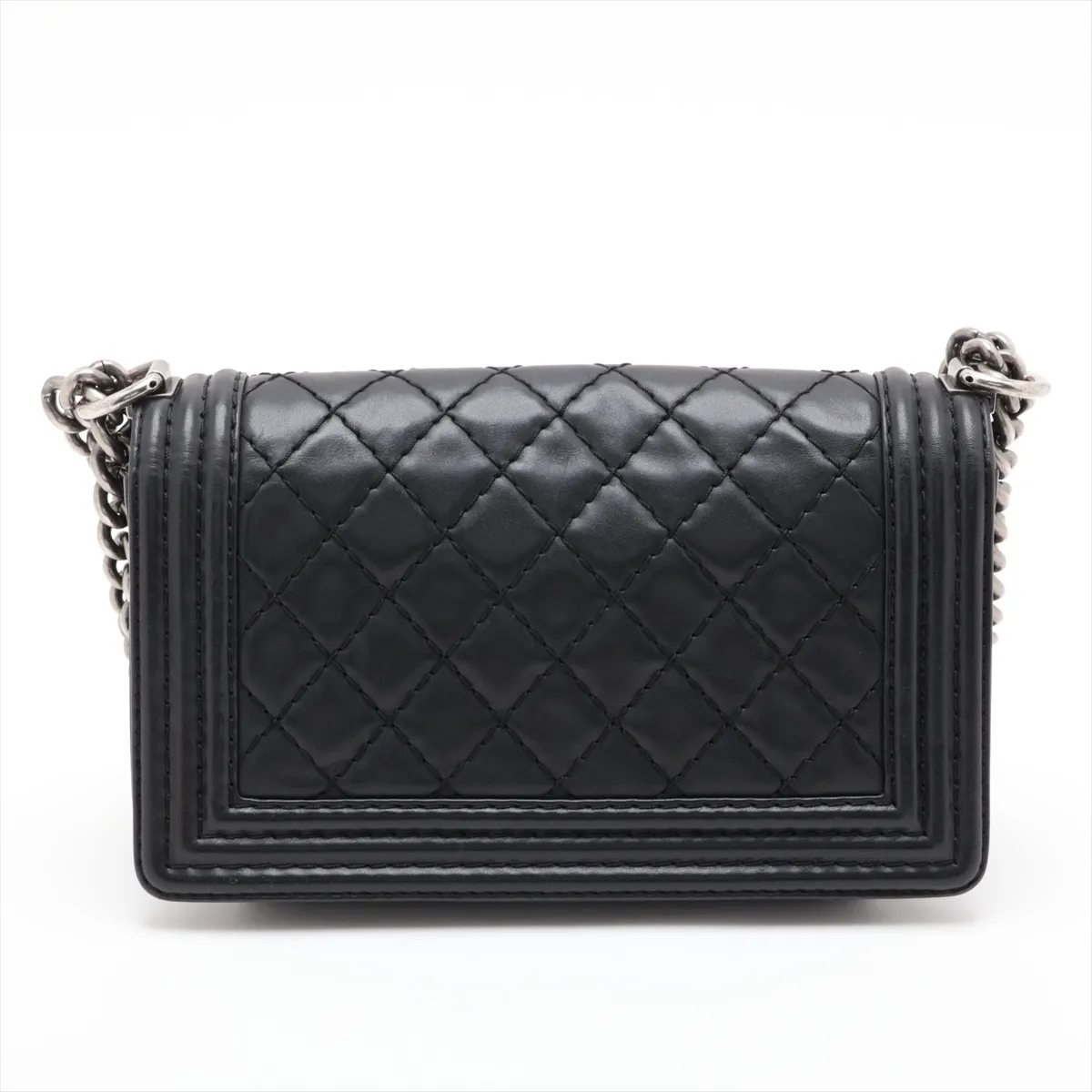 Boy Chanel 25 Lambskin Chain Shoulder Bag, Wild Stitch, Black, Gunmetal Hardware, 18200099, Serial Number 18, A67086 — view 2