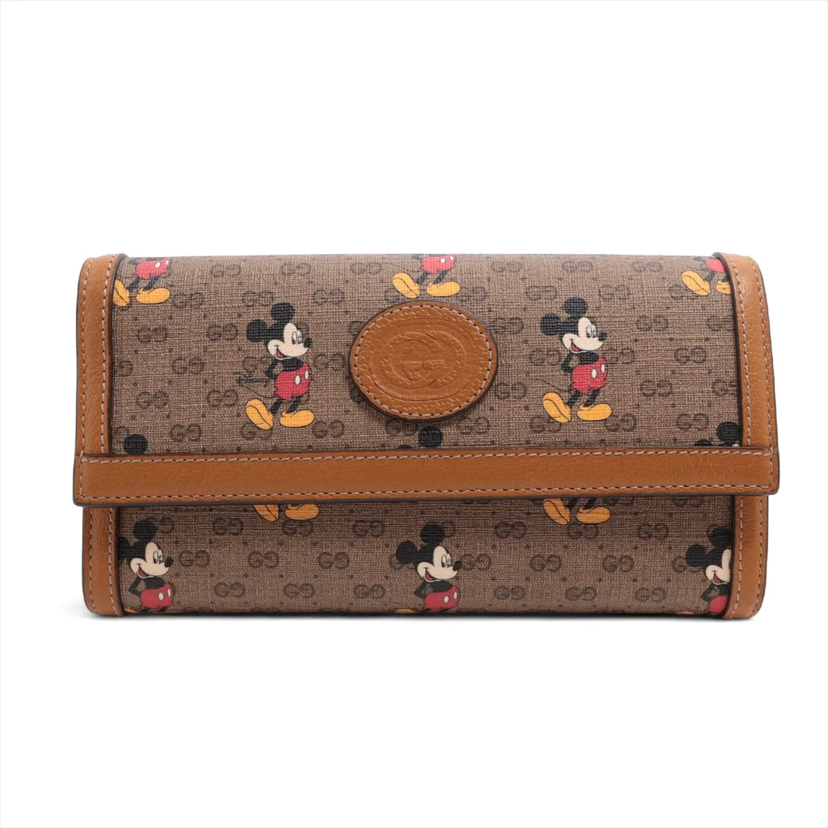 x Disney Mini GG Supreme 602530 PVC x Leather Long Wallet Brown
