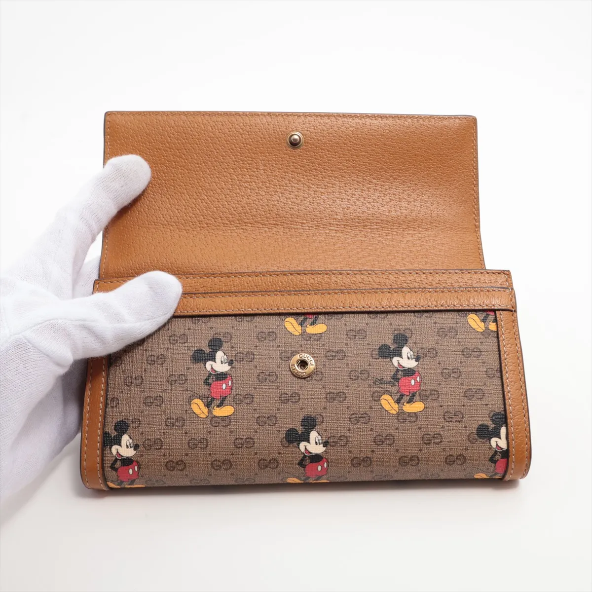 x Disney Mini GG Supreme 602530 PVC x Leather Long Wallet Brown — view 3