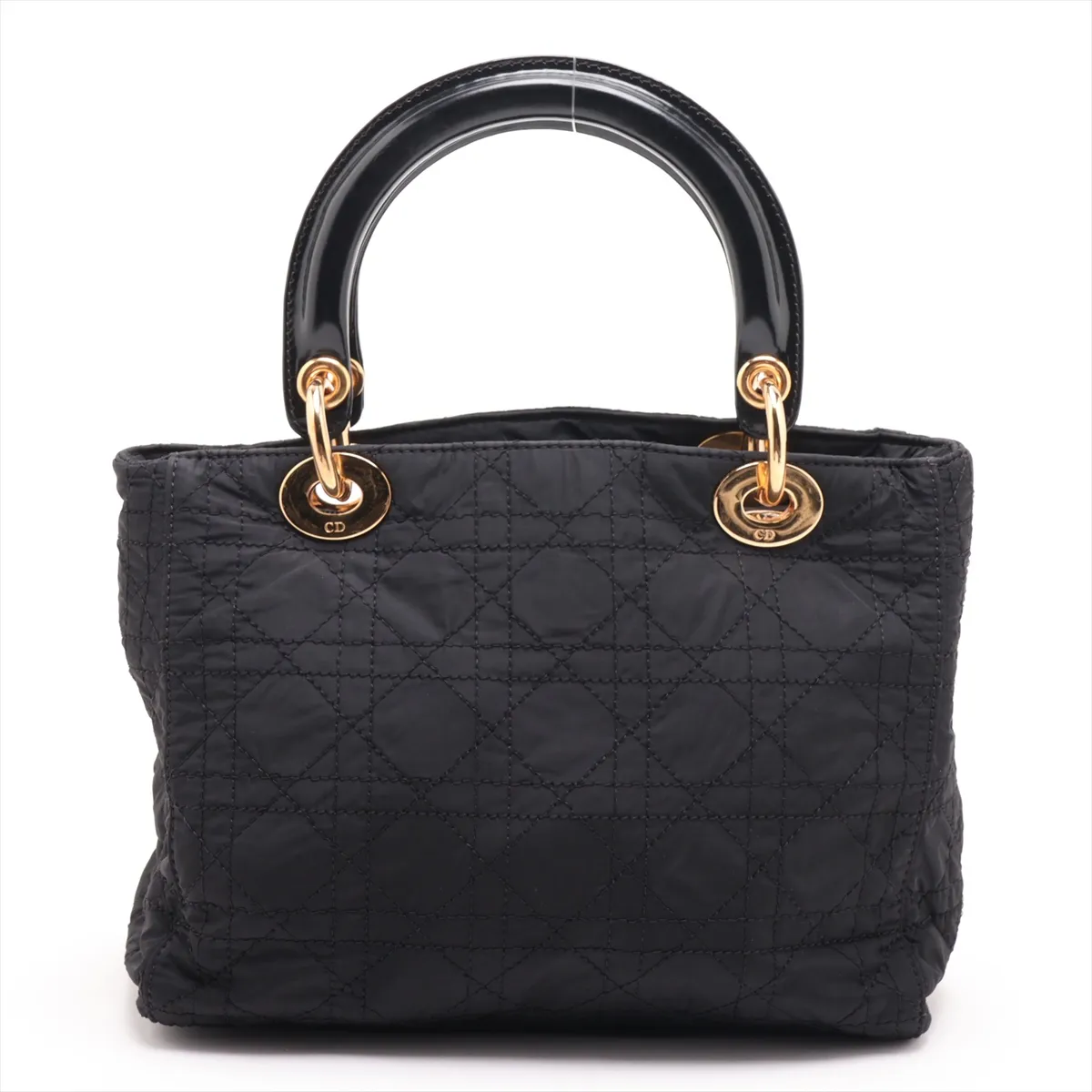 Cannage Lady Dior Nylon x Leather 2-Way Handbag, Black — view 2