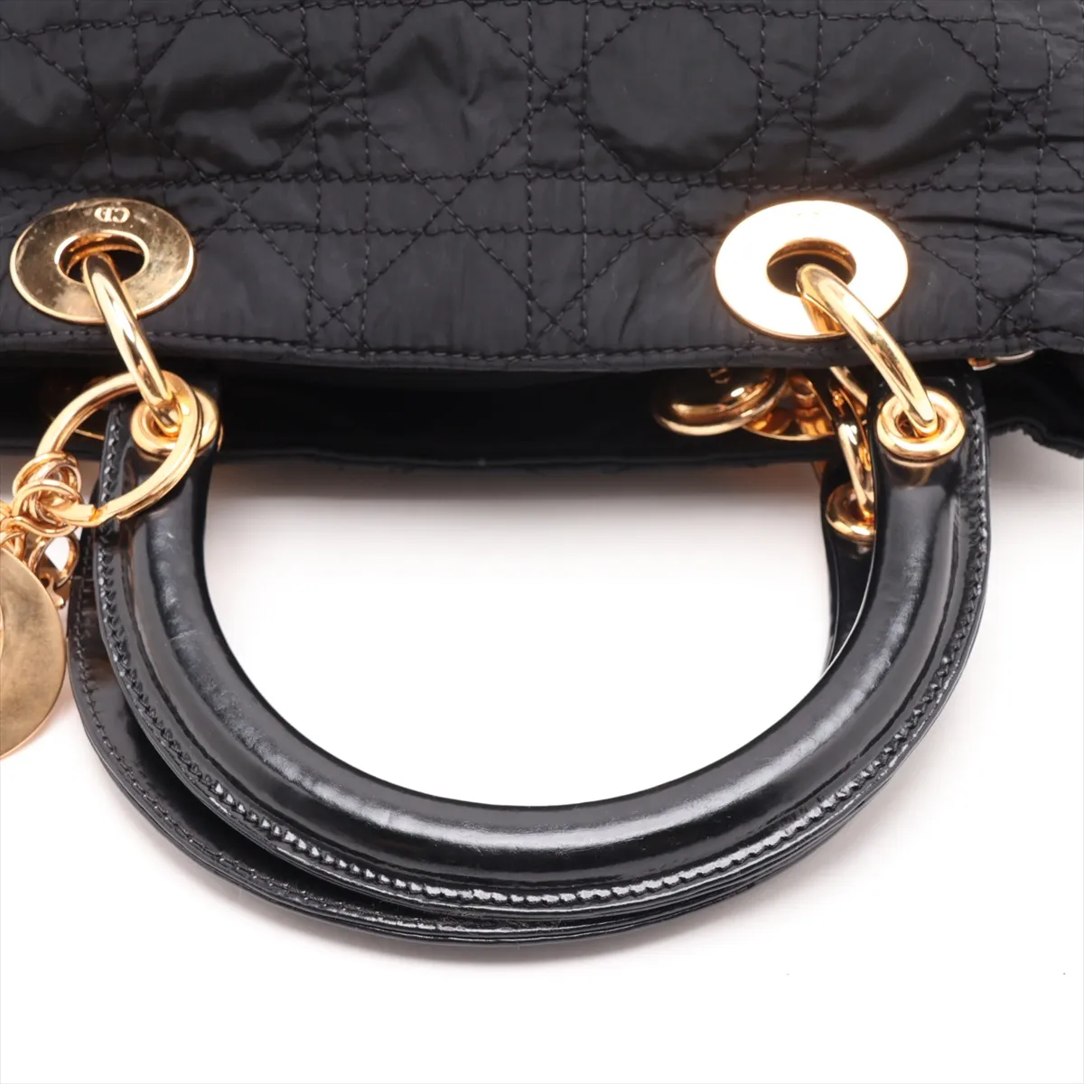 Cannage Lady Dior Nylon x Leather 2-Way Handbag, Black — view 5