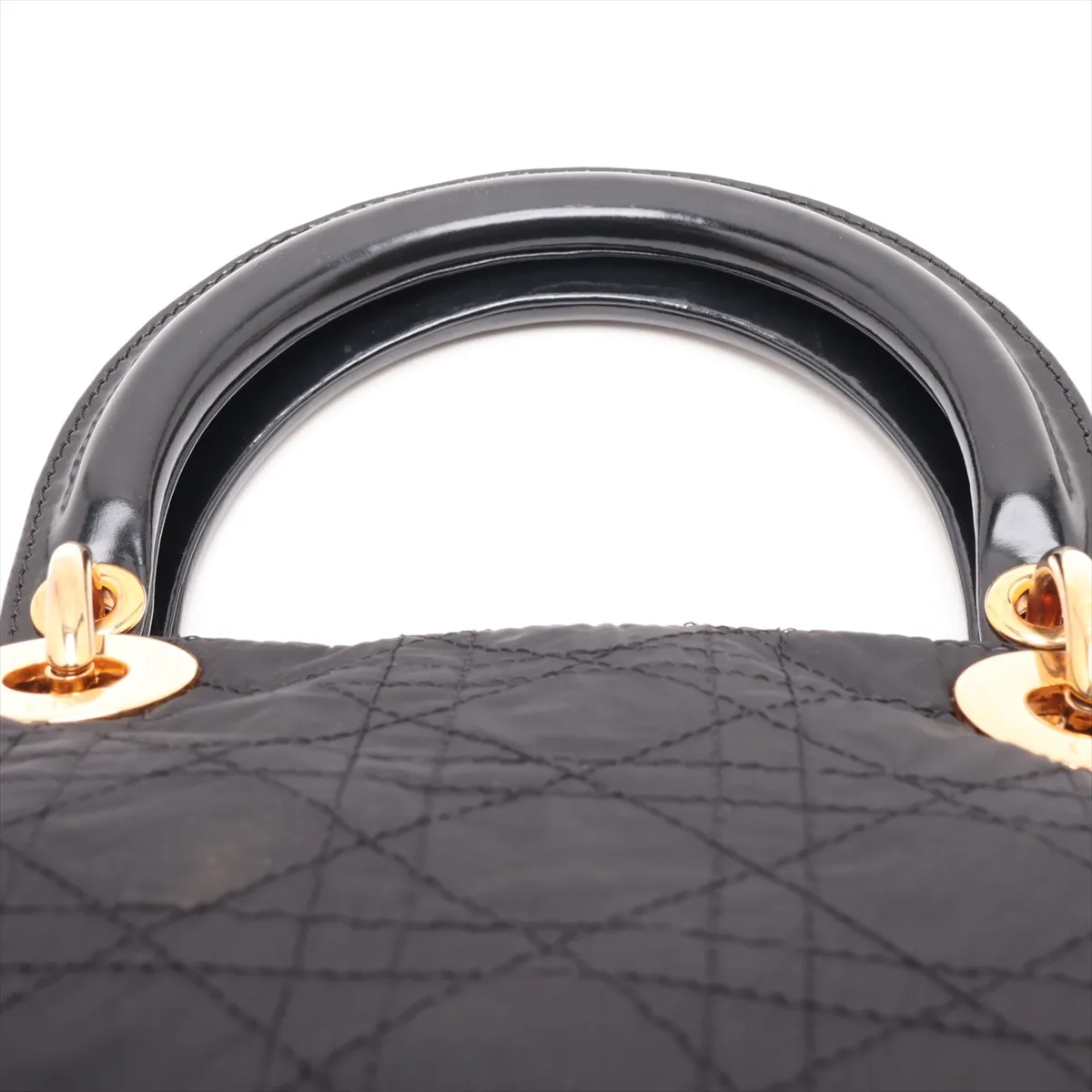 Cannage Lady Dior Nylon x Leather 2-Way Handbag, Black — view 6