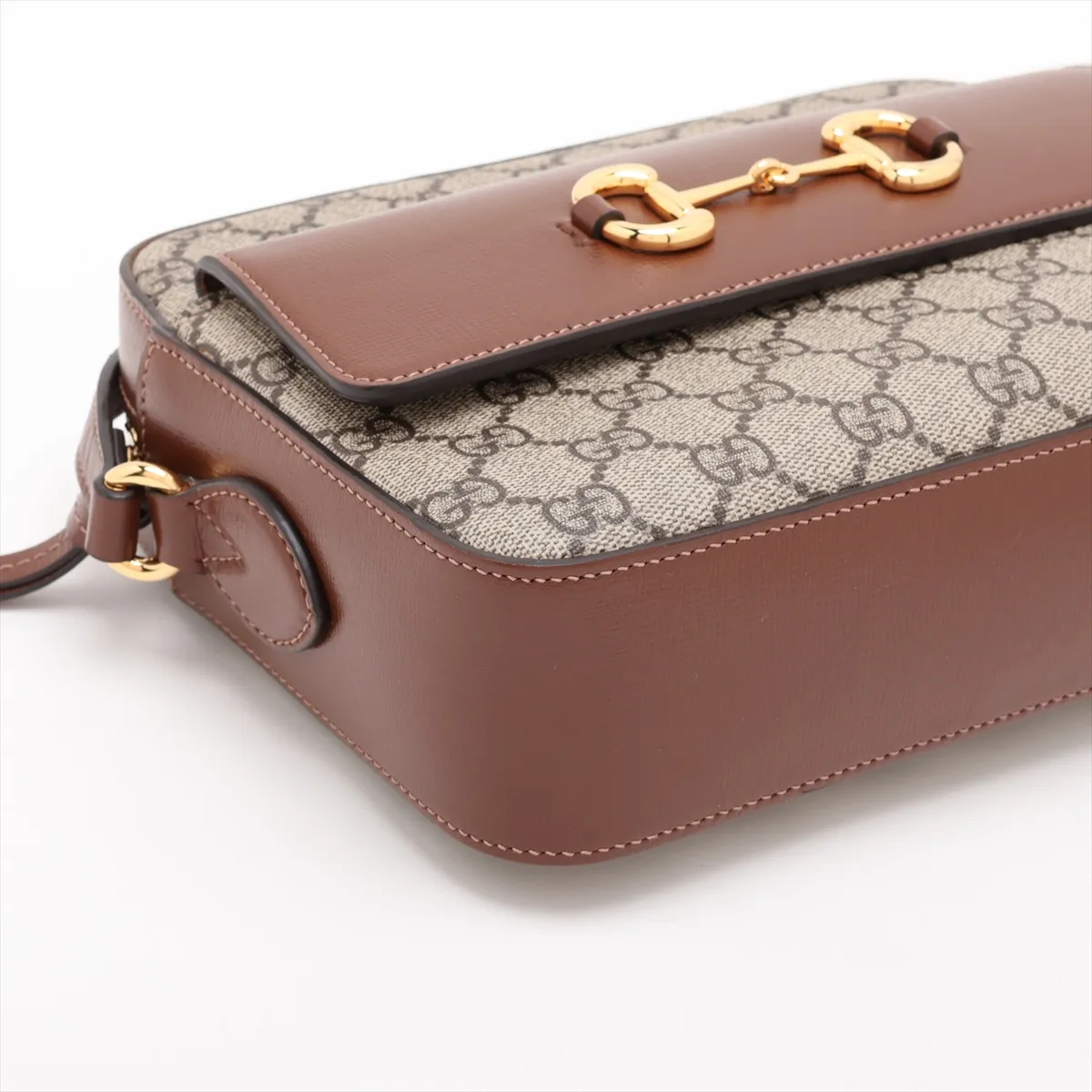 GG Supreme Horsebit PVC x Leather Shoulder Bag, Beige x Brown, 645454 — view 4