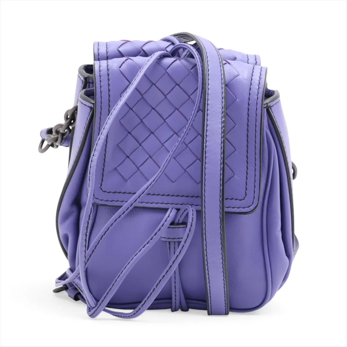 Intrecciato Leather Shoulder Bag, Purple
