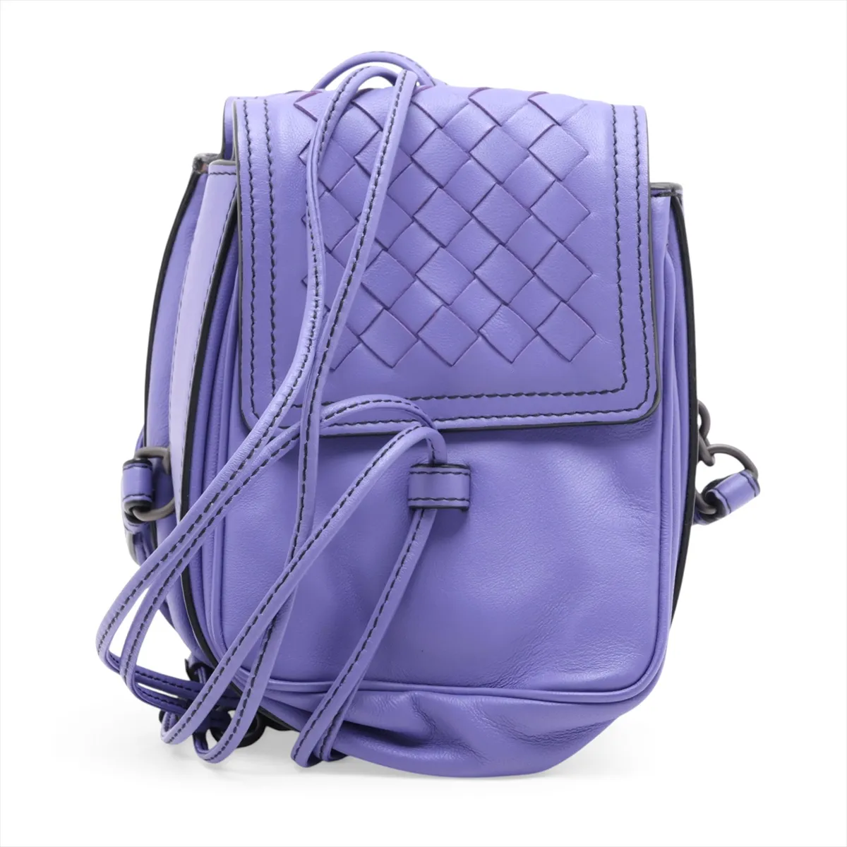 Intrecciato Leather Shoulder Bag, Purple — view 2