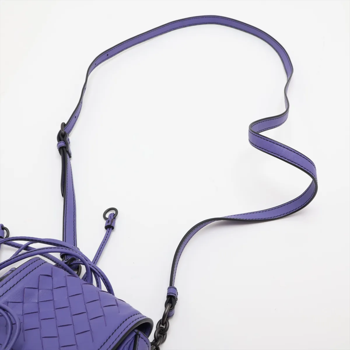 Intrecciato Leather Shoulder Bag, Purple — view 5