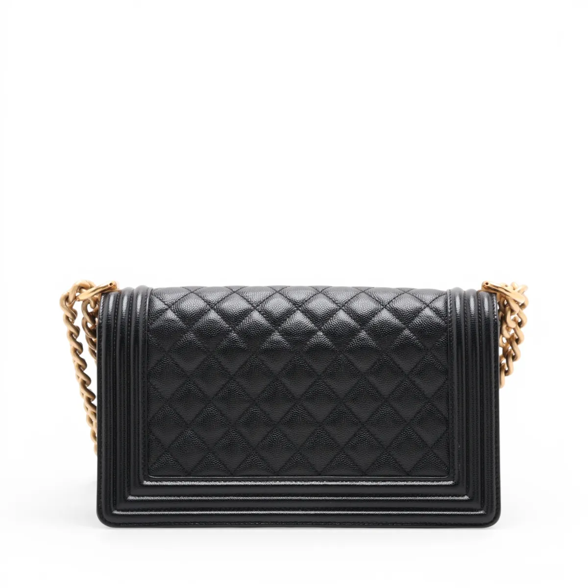 Boy Chanel 25 Caviar Skin Chain Shoulder Bag, Black with Gold Hardware, 28741317, Serial Number 28, A67086 — view 2