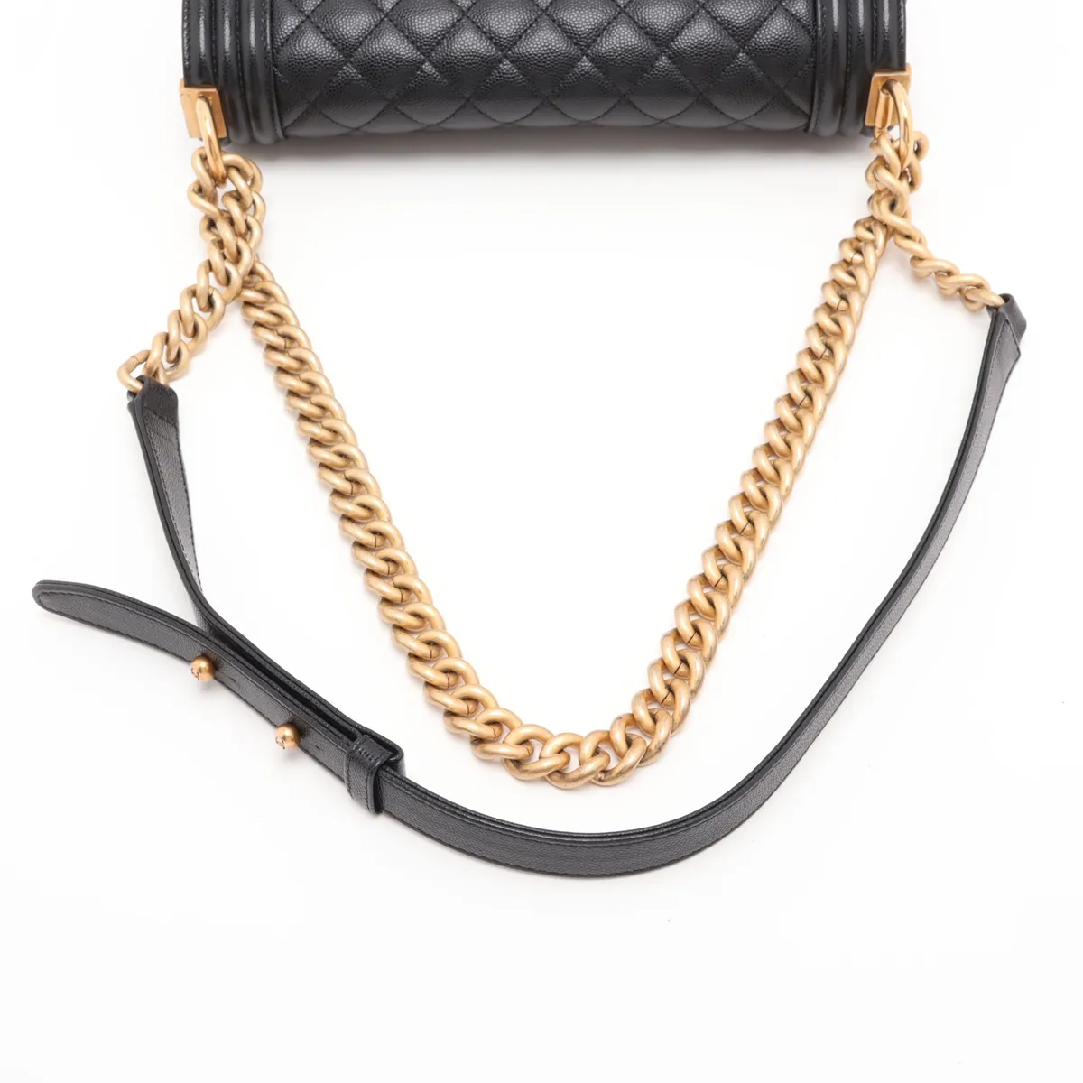 Boy Chanel 25 Caviar Skin Chain Shoulder Bag, Black with Gold Hardware, 28741317, Serial Number 28, A67086 — view 5