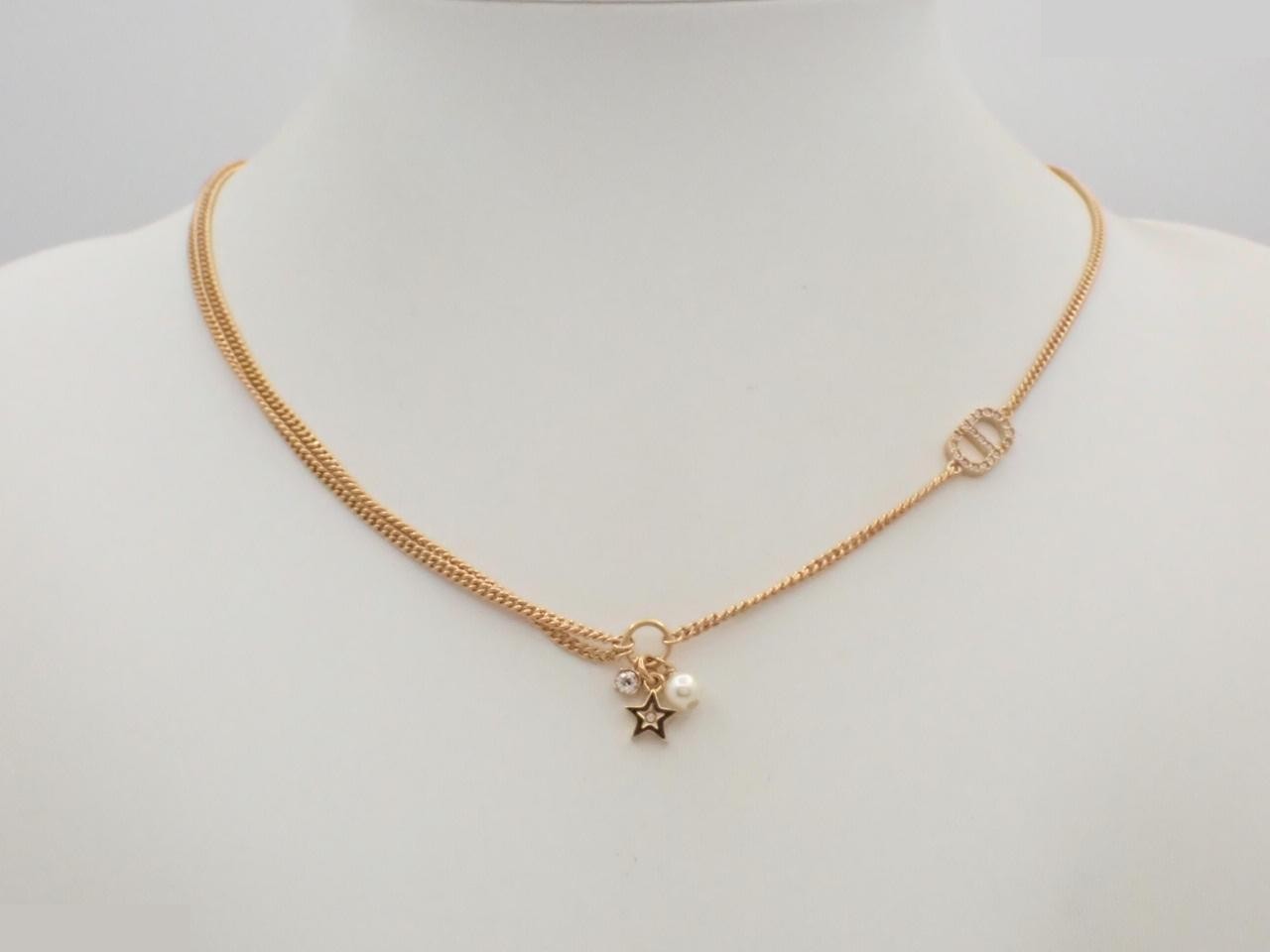 CD logo rhinestone necklace, neck circumference approximately 50cm — view 3