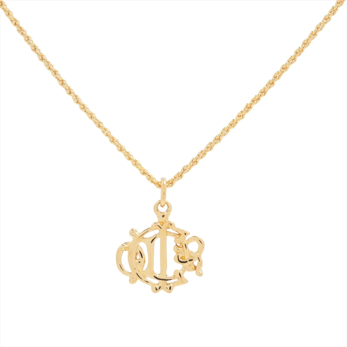 Emblem Necklace, GP Gold. Shows signs of wear,