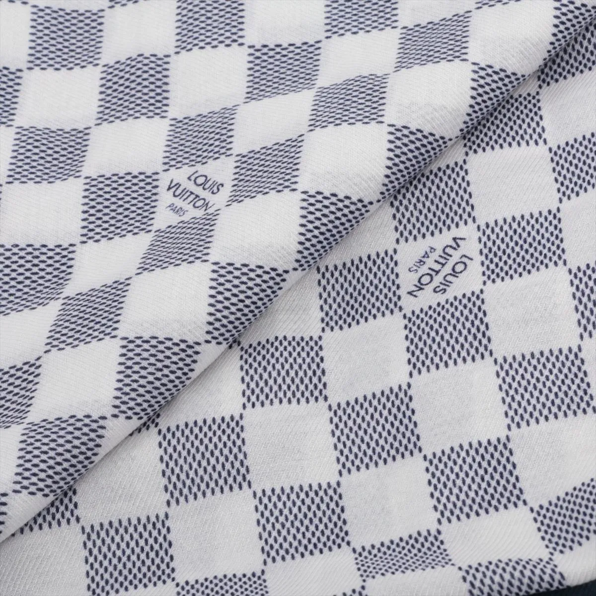 Etol Damier Gradient FF0138 Stole, Cotton x Silk, Blue. Shows signs of wear, — view 2