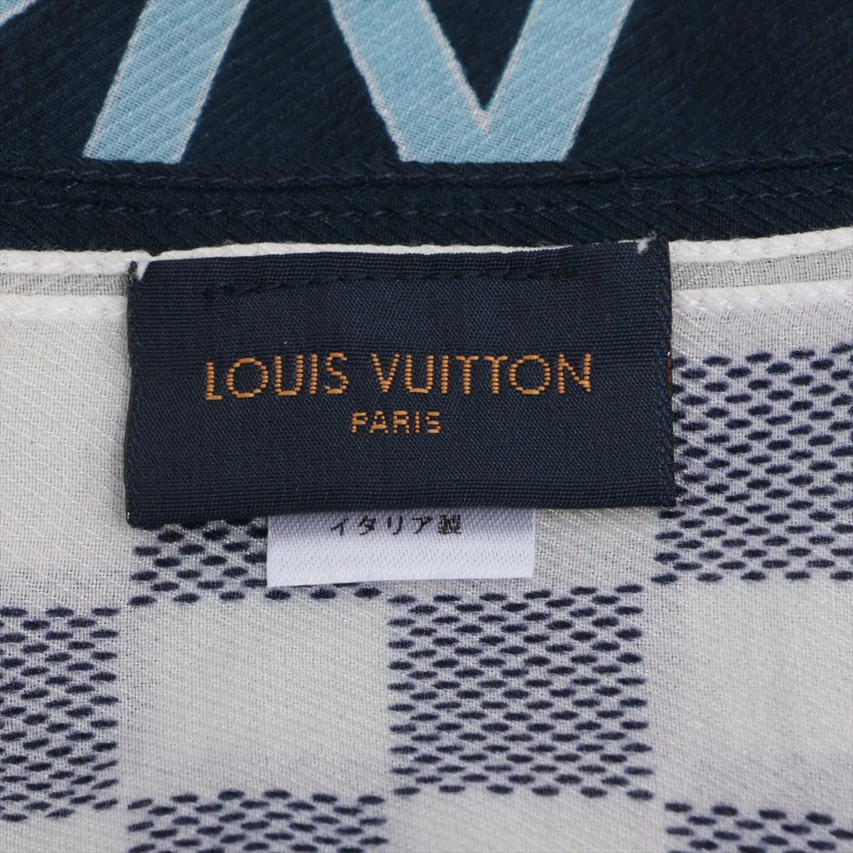 Etol Damier Gradient FF0138 Stole, Cotton x Silk, Blue. Shows signs of wear, — view 3