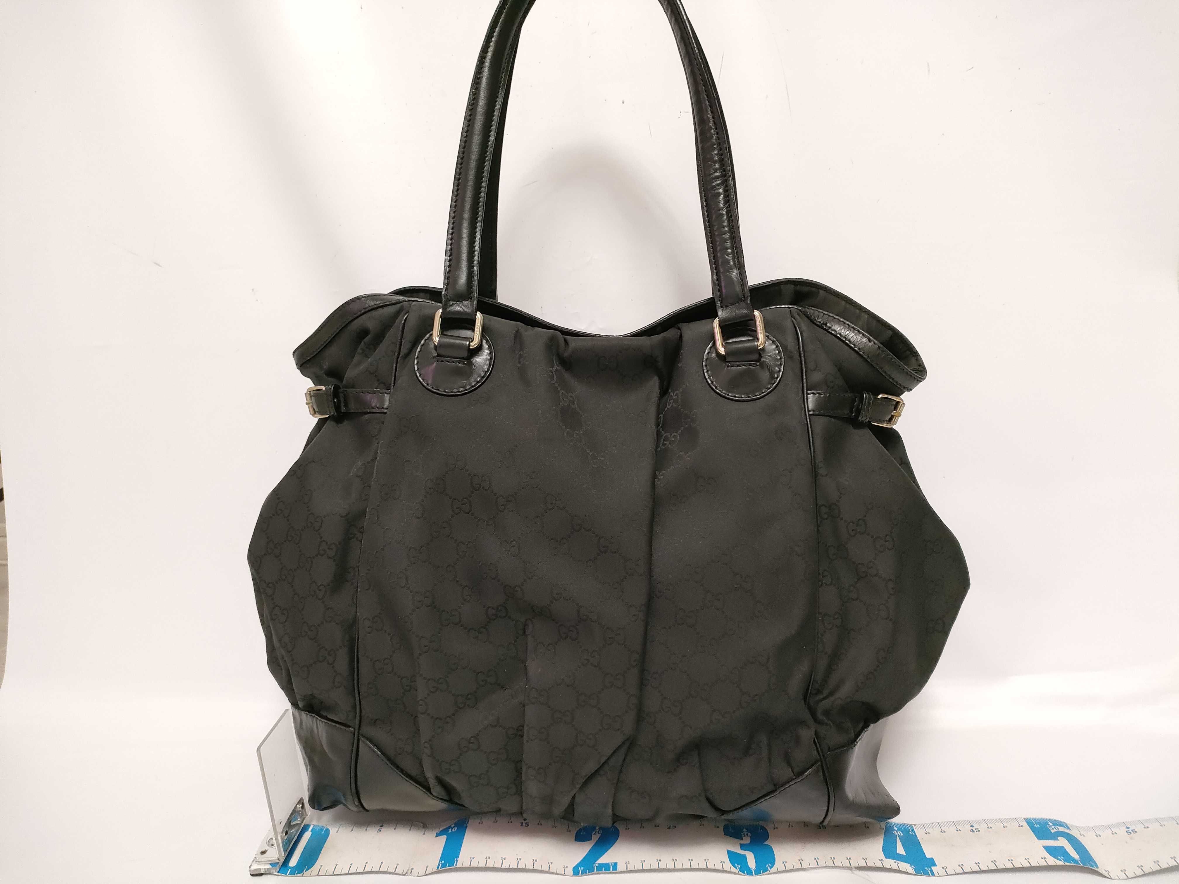 GG Canvas Leather Tote Bag, Black, Serial Tote Bag — view 2