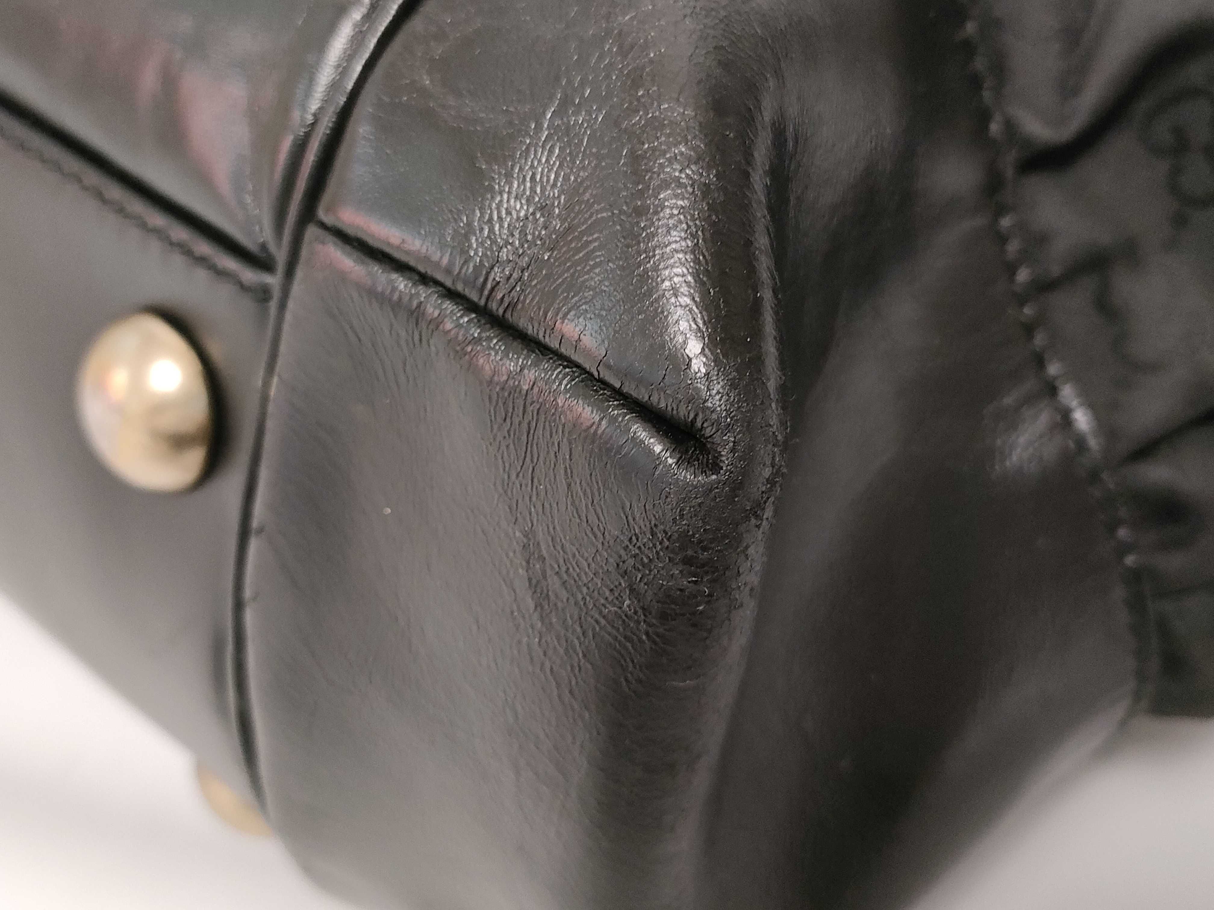 GG Canvas Leather Tote Bag, Black, Serial Tote Bag — view 6