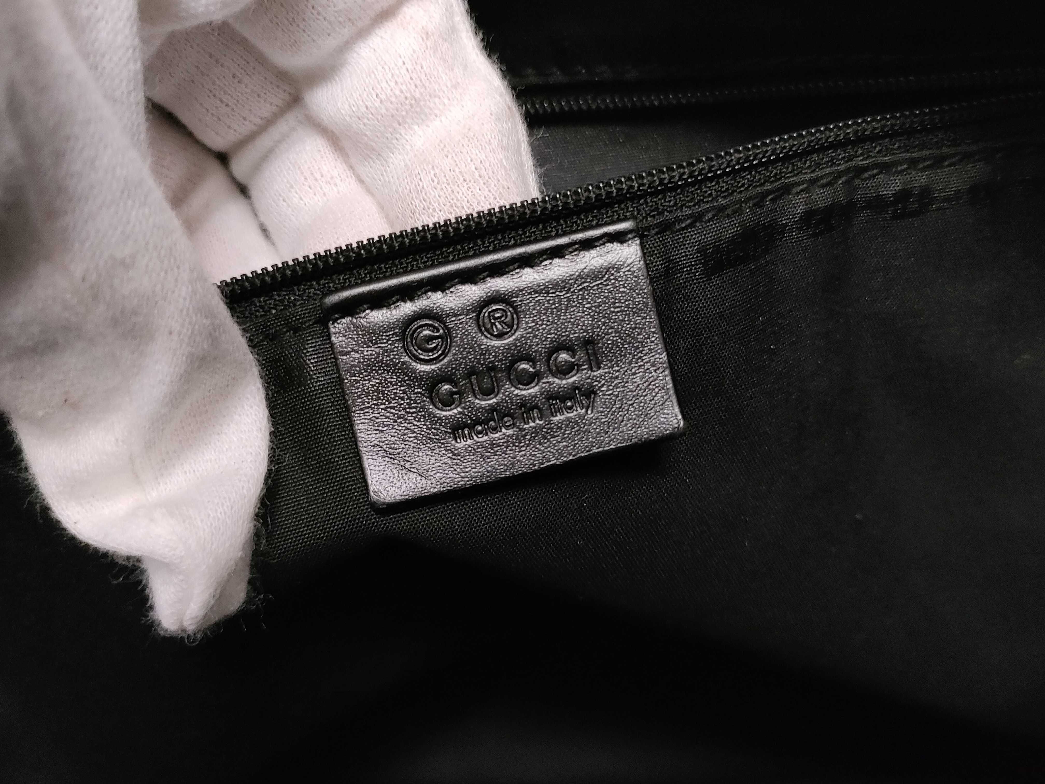 GG Canvas Leather Tote Bag, Black, Serial Tote Bag — view 10