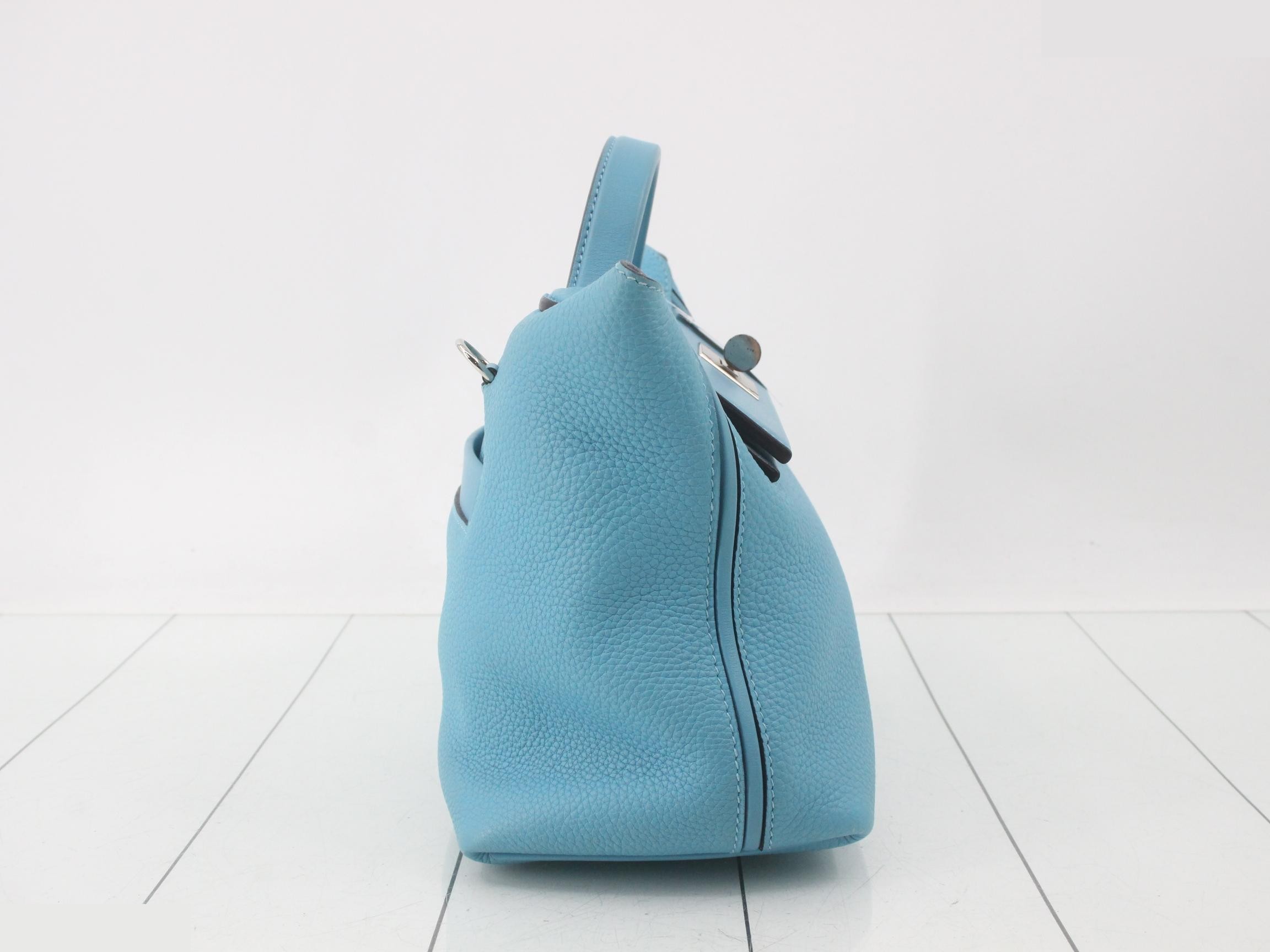 Vanquatrième 24/24 Leather 2-Way Bag, D-stamp, Light Blue — view 4