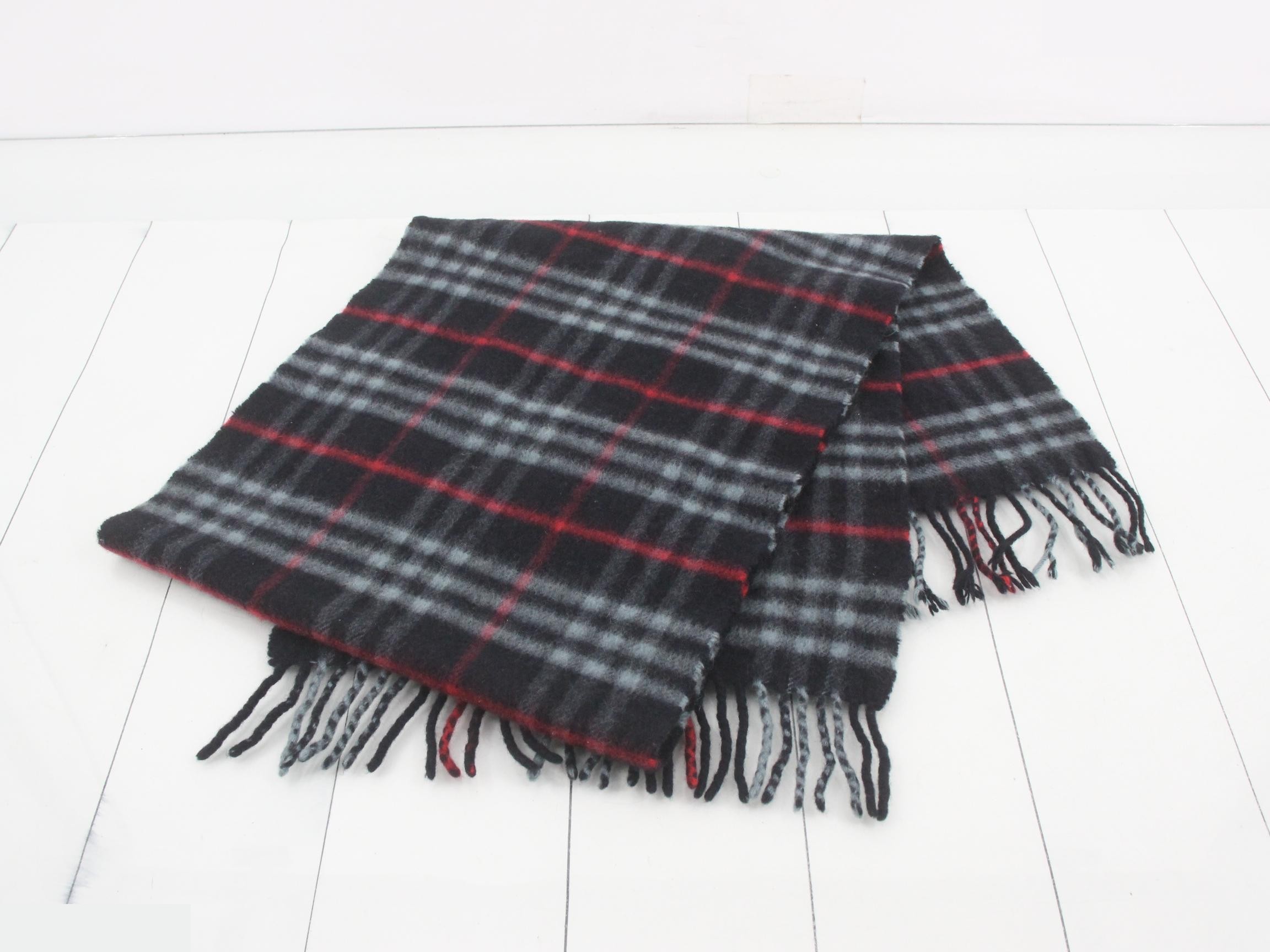 Tag attached, 100% cashmere check scarf — view 3