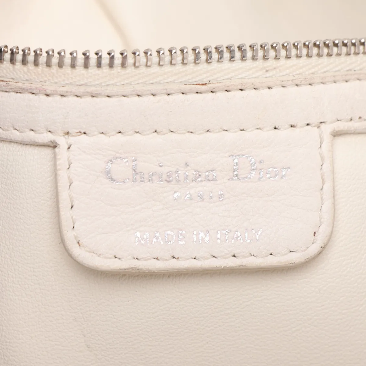 Cannage Leather Chain Tote Bag, White — view 9