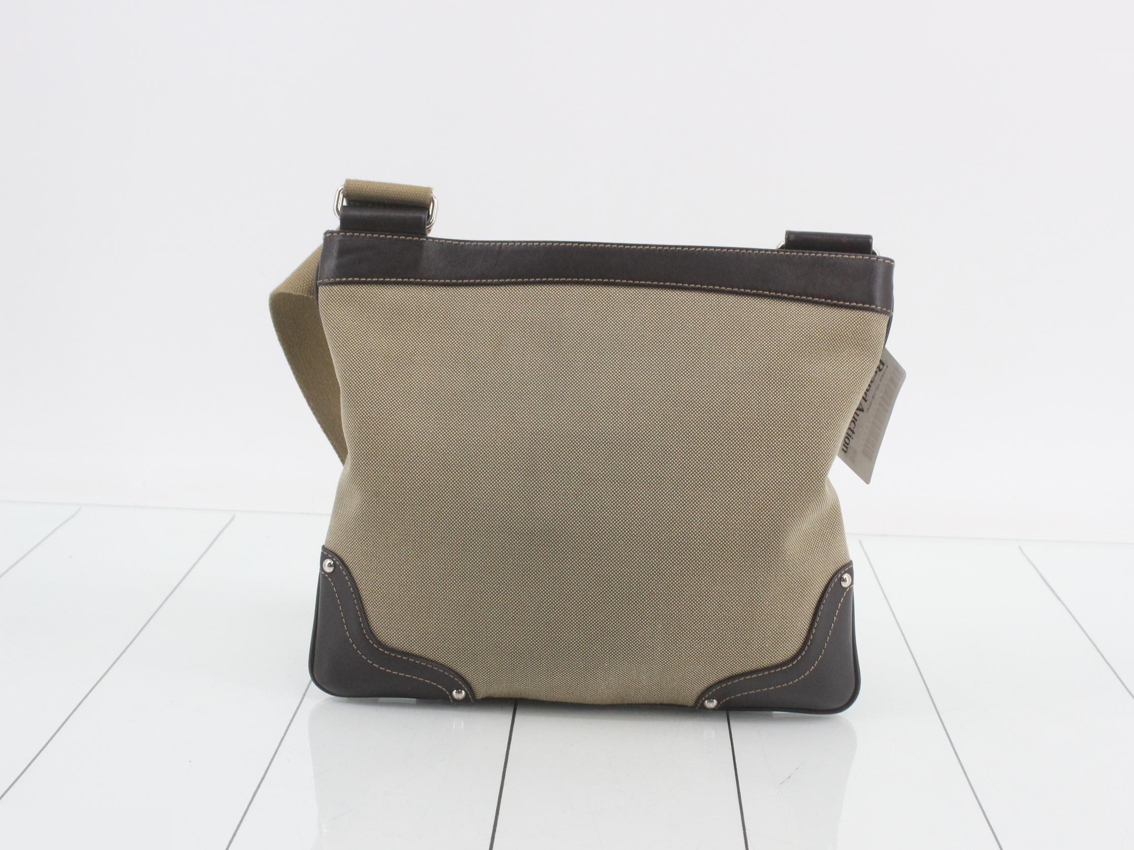 Canvas and leather combination shoulder bag — view 2