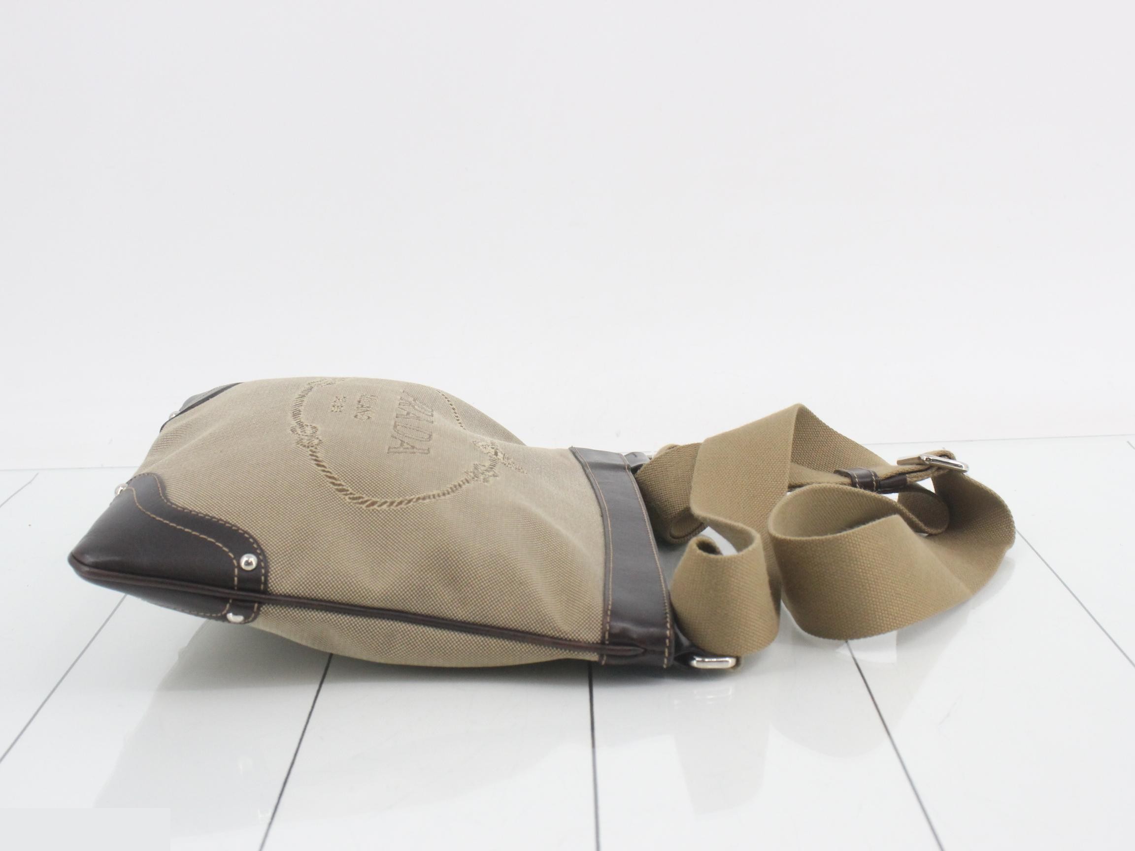 Canvas and leather combination shoulder bag — view 3